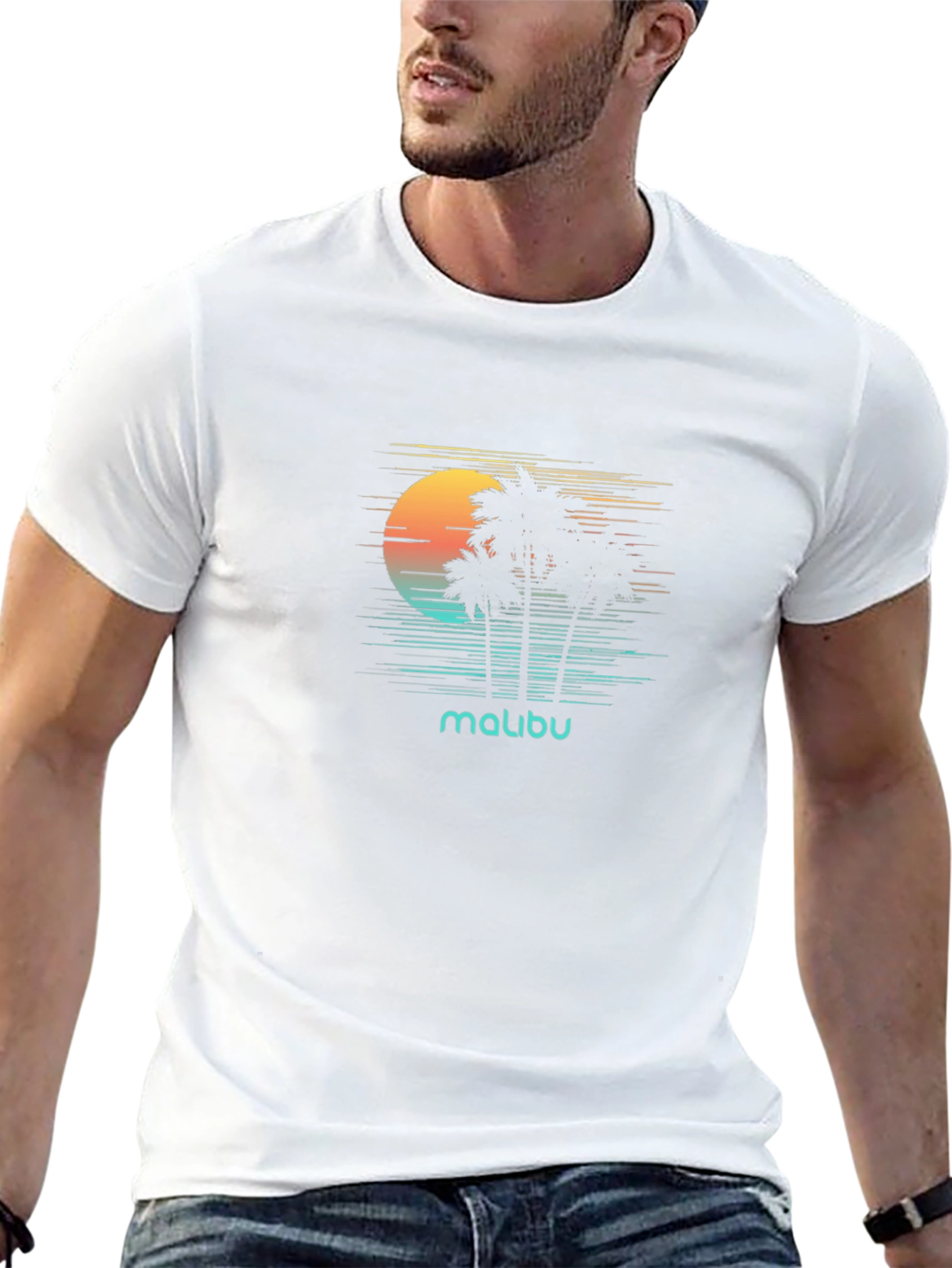 Malibu Palm Tree Sunset Graphic Tee