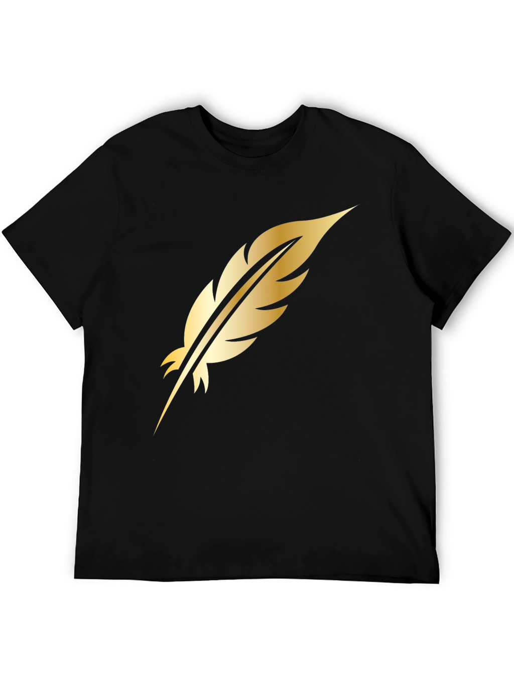 Golden Feather Graphic Black T-Shirt
