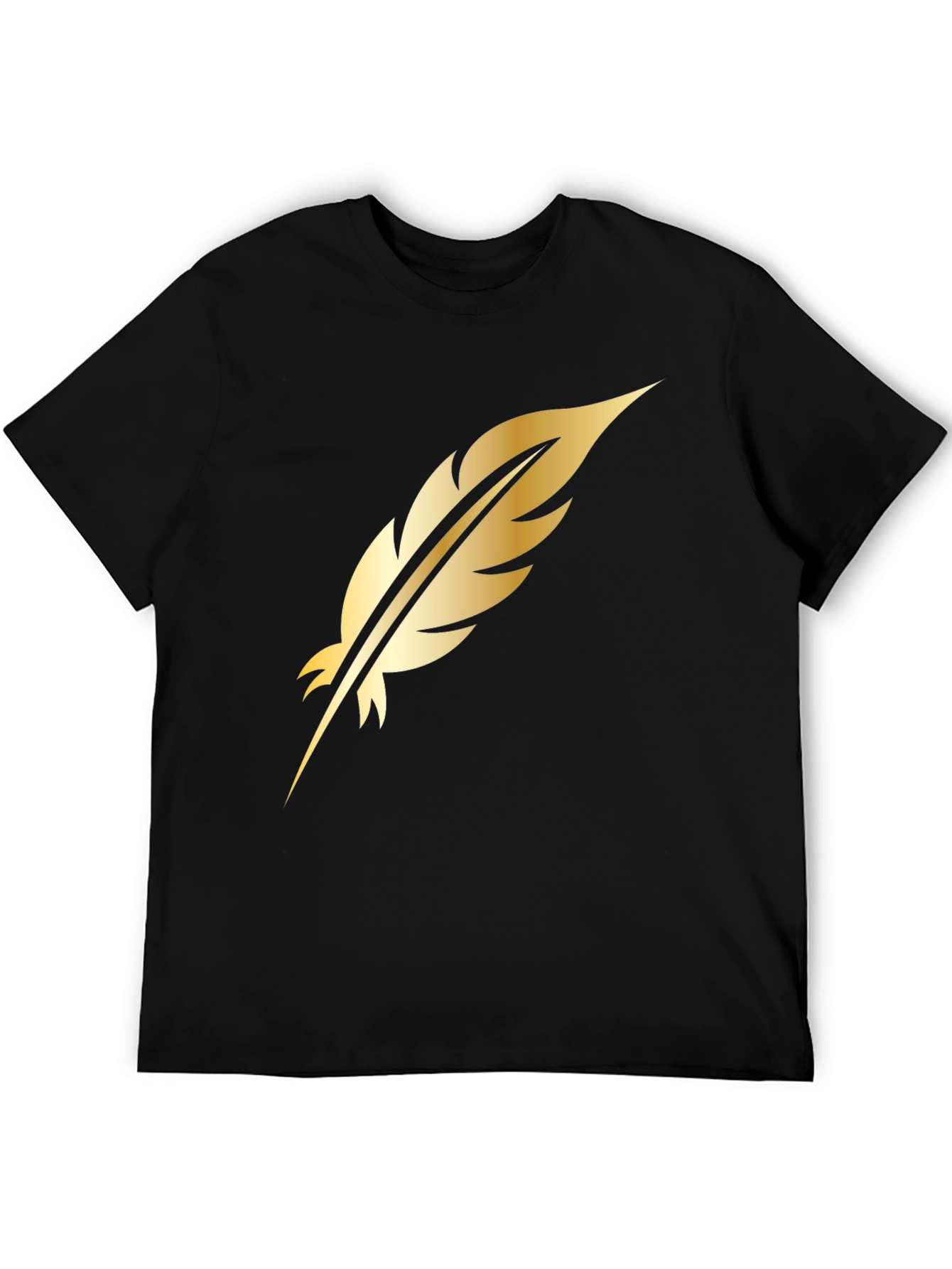 Golden Feather Graphic Black T-Shirt