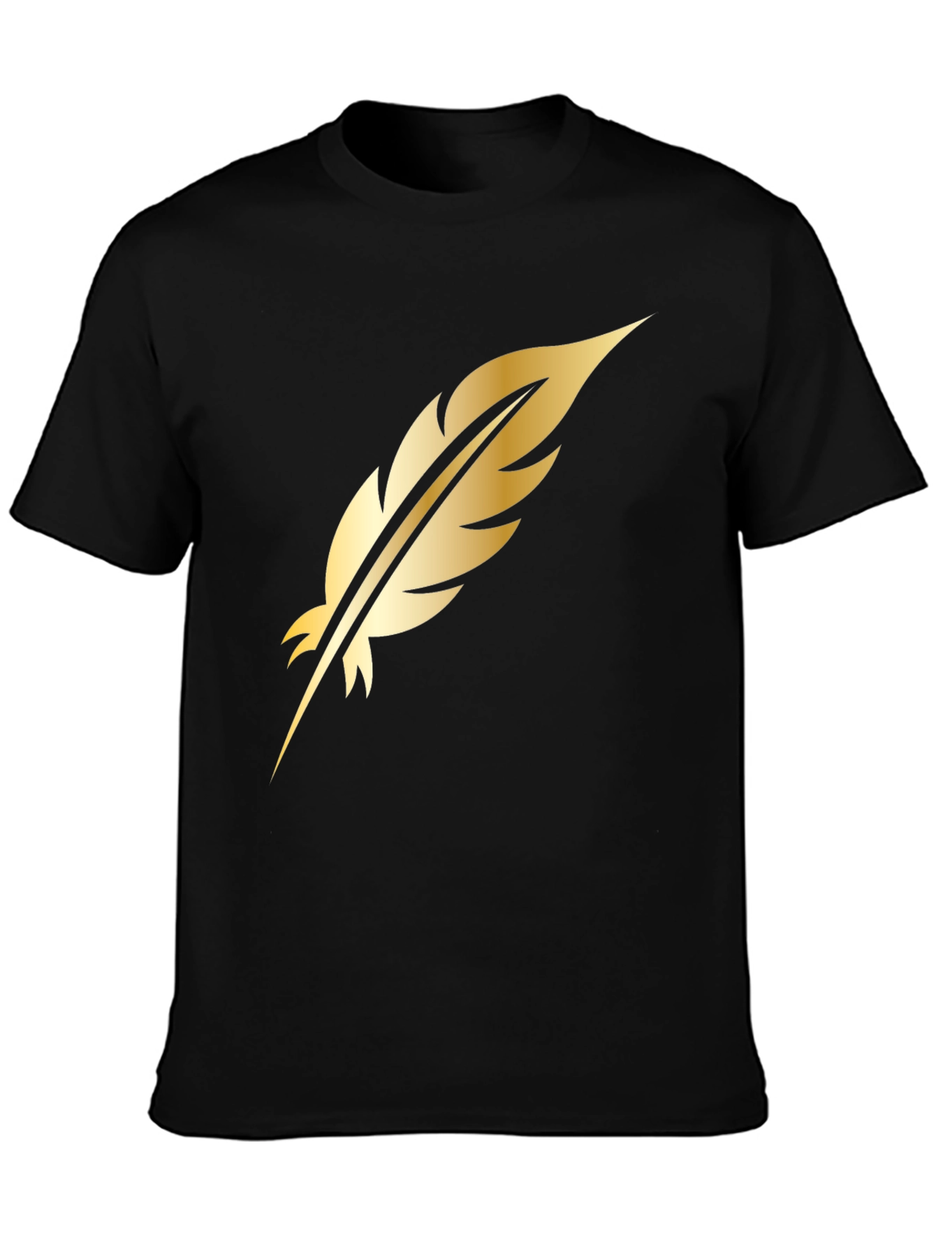Golden Feather Graphic Black T-Shirt