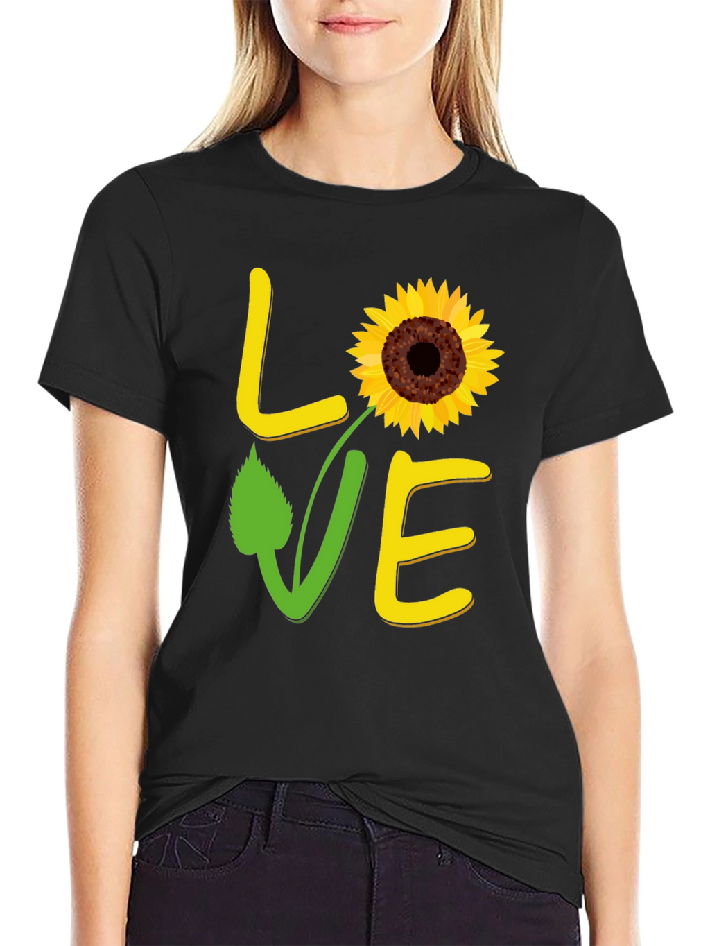 Sunflower Love Graphic Tee - Black