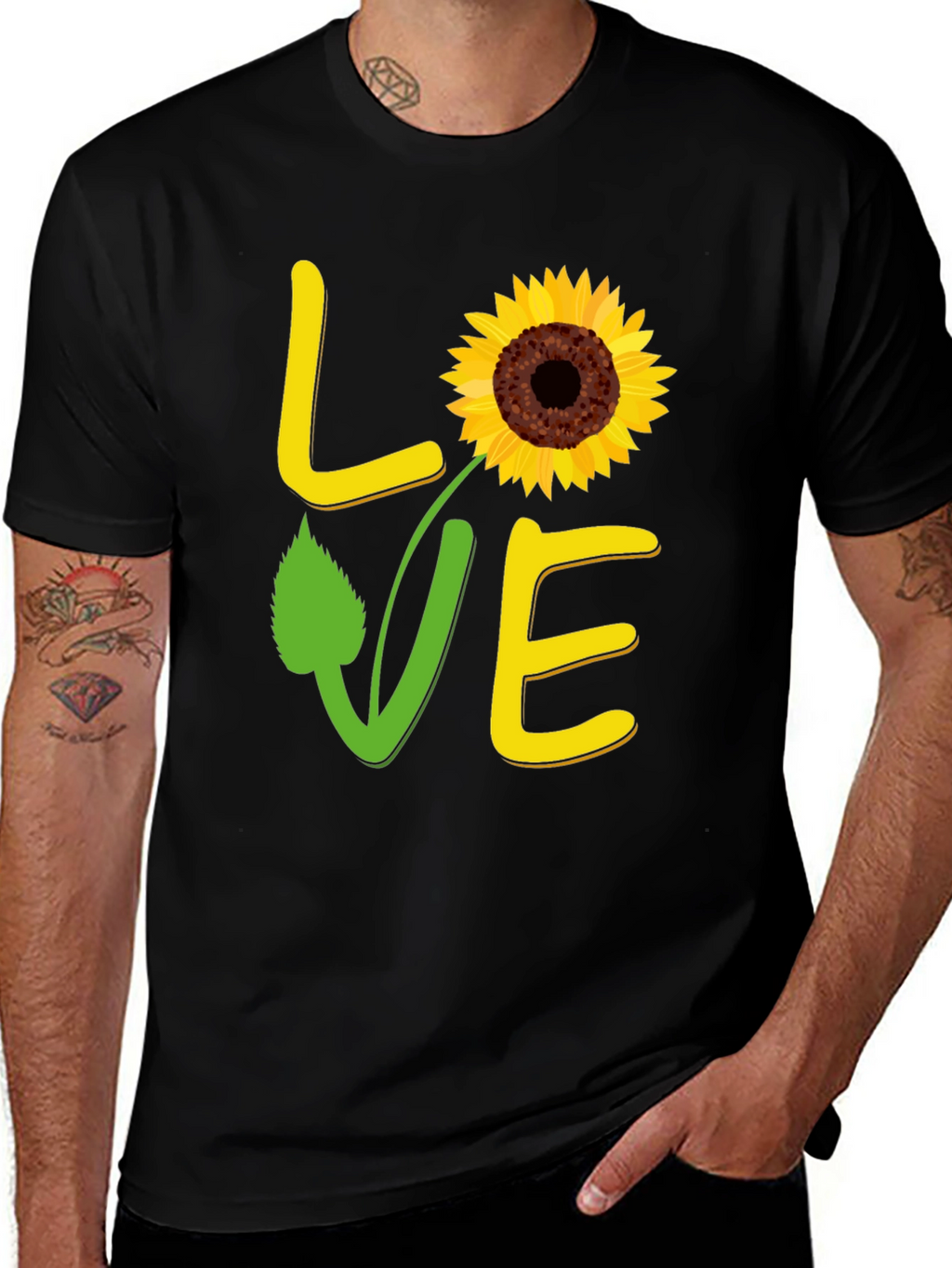 Sunflower Love Graphic Tee - Black