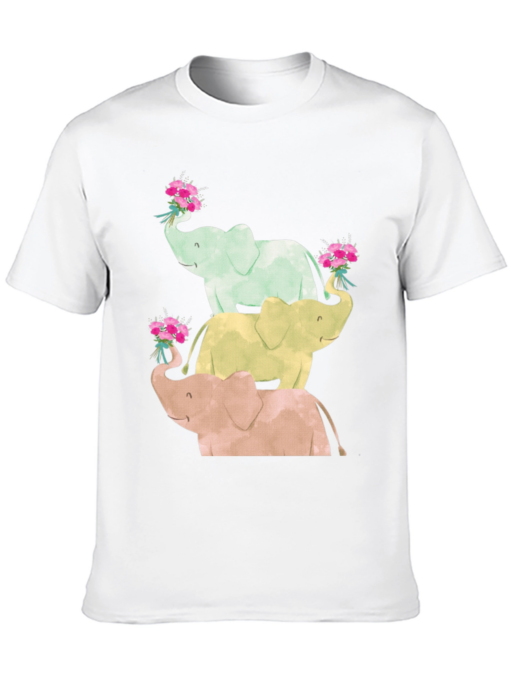 Elephant Flower Bouquet Black Tee