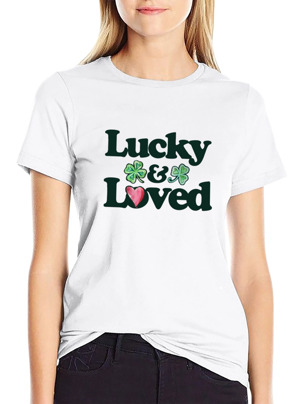 Lucky & Loved Shamrock Graphic Tee - Black