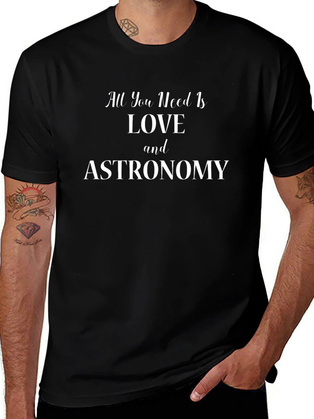 Love & Astronomy Graphic Tee - Black Cotton T-Shirt