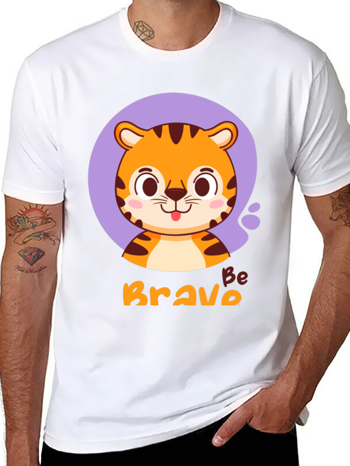 Be Brave Tiger Graphic Tee - Fun & Stylish T-Shirt