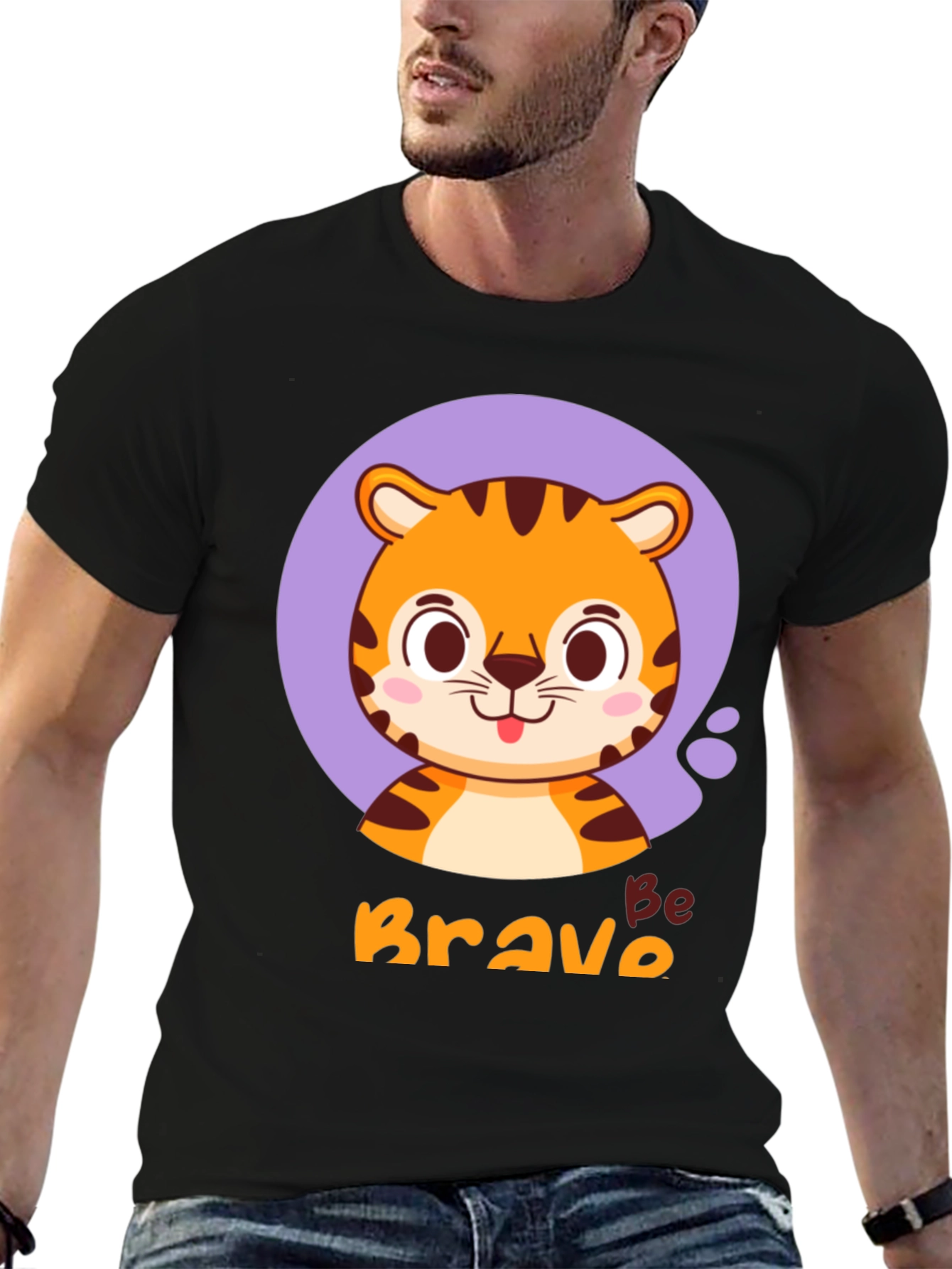 Be Brave Tiger Graphic Tee - Fun & Stylish T-Shirt