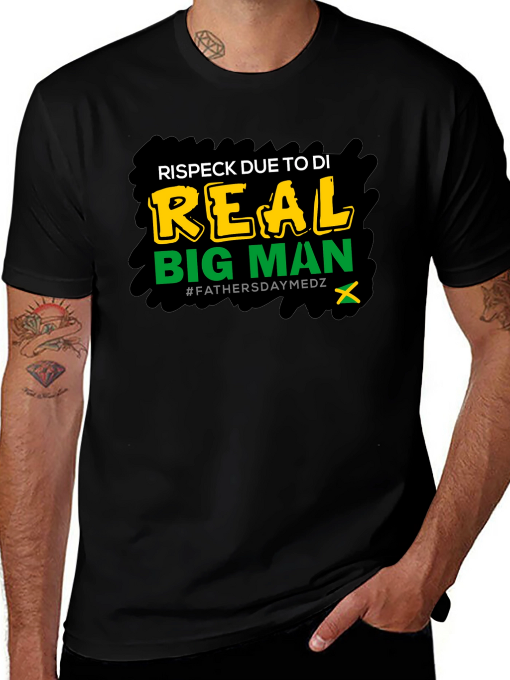 Respect Due Big Man T-Shirt Fathers Day Medz Black