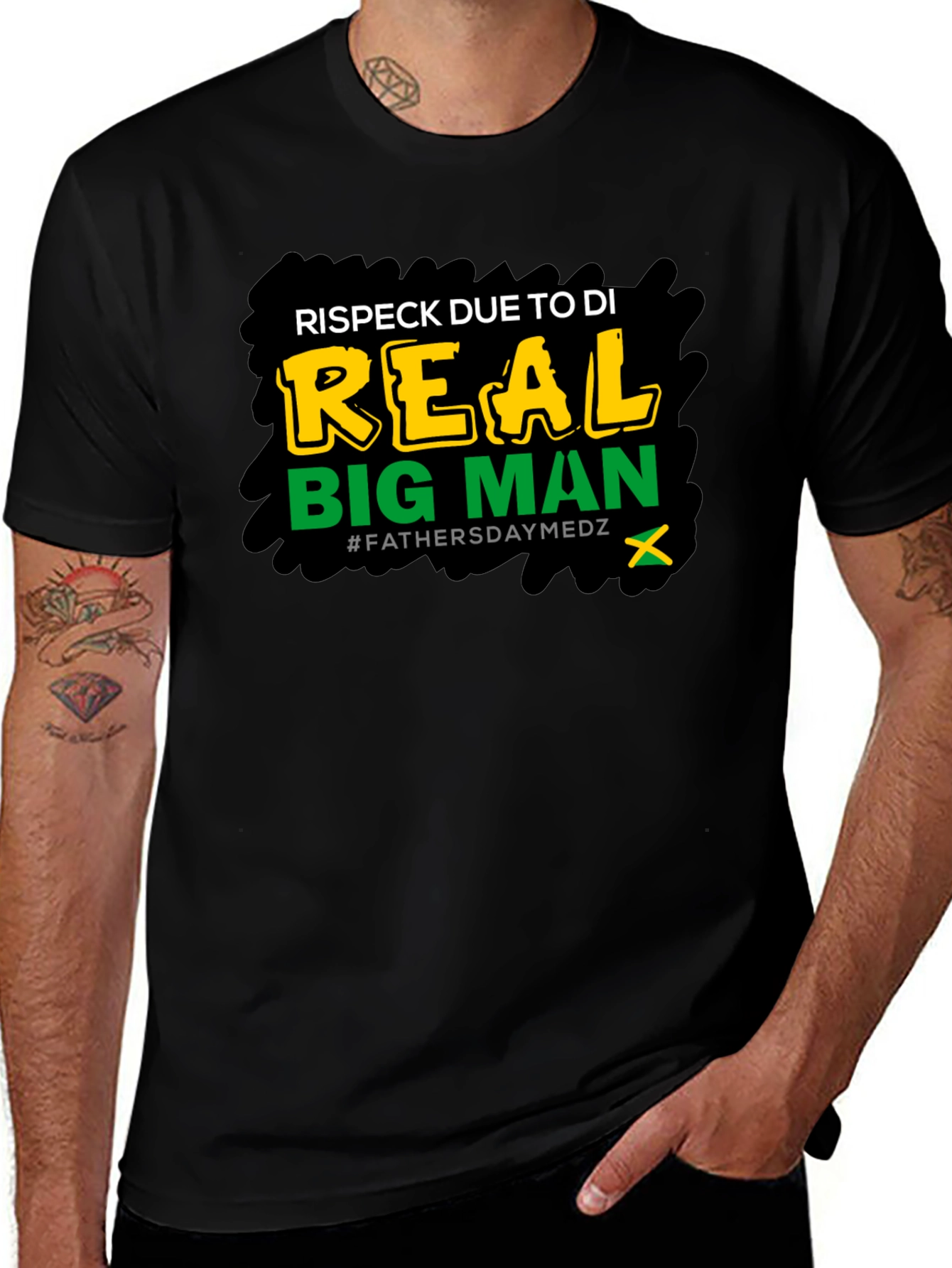 Respect Due Big Man T-Shirt Fathers Day Medz Black