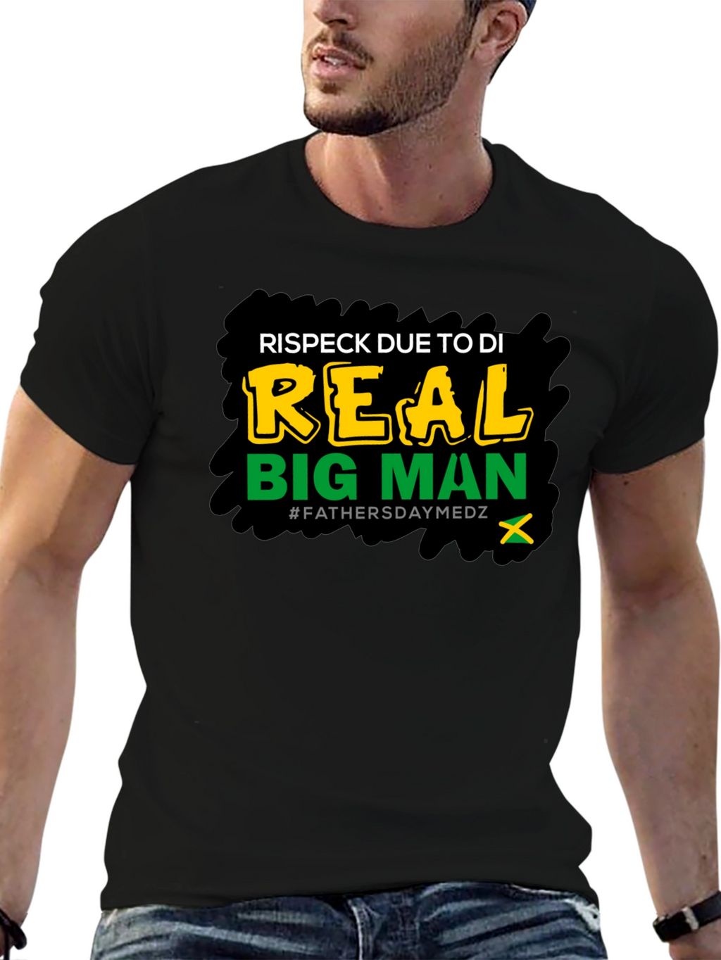 Respect Due Big Man T-Shirt Fathers Day Medz Black