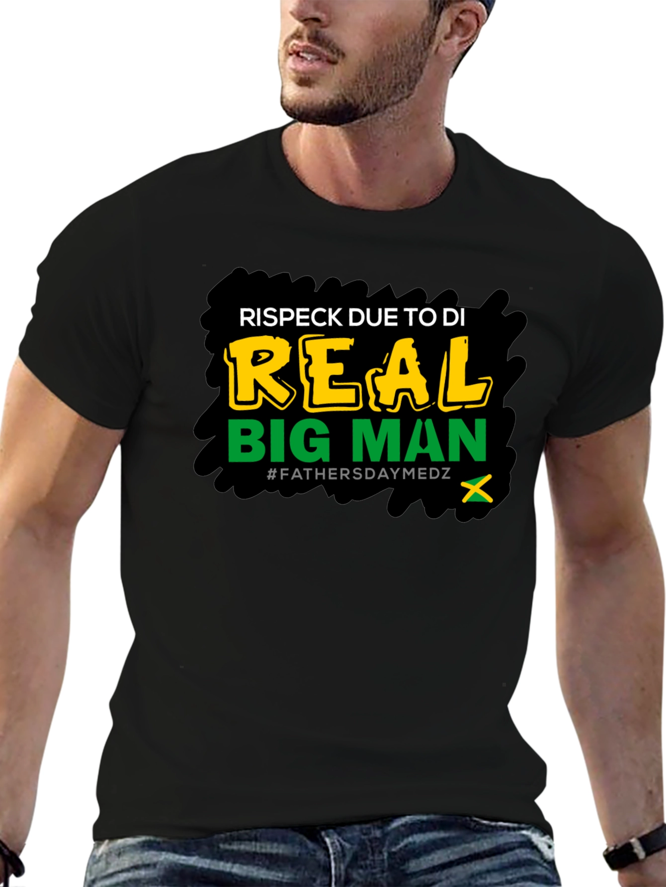 Respect Due Big Man T-Shirt Fathers Day Medz Black