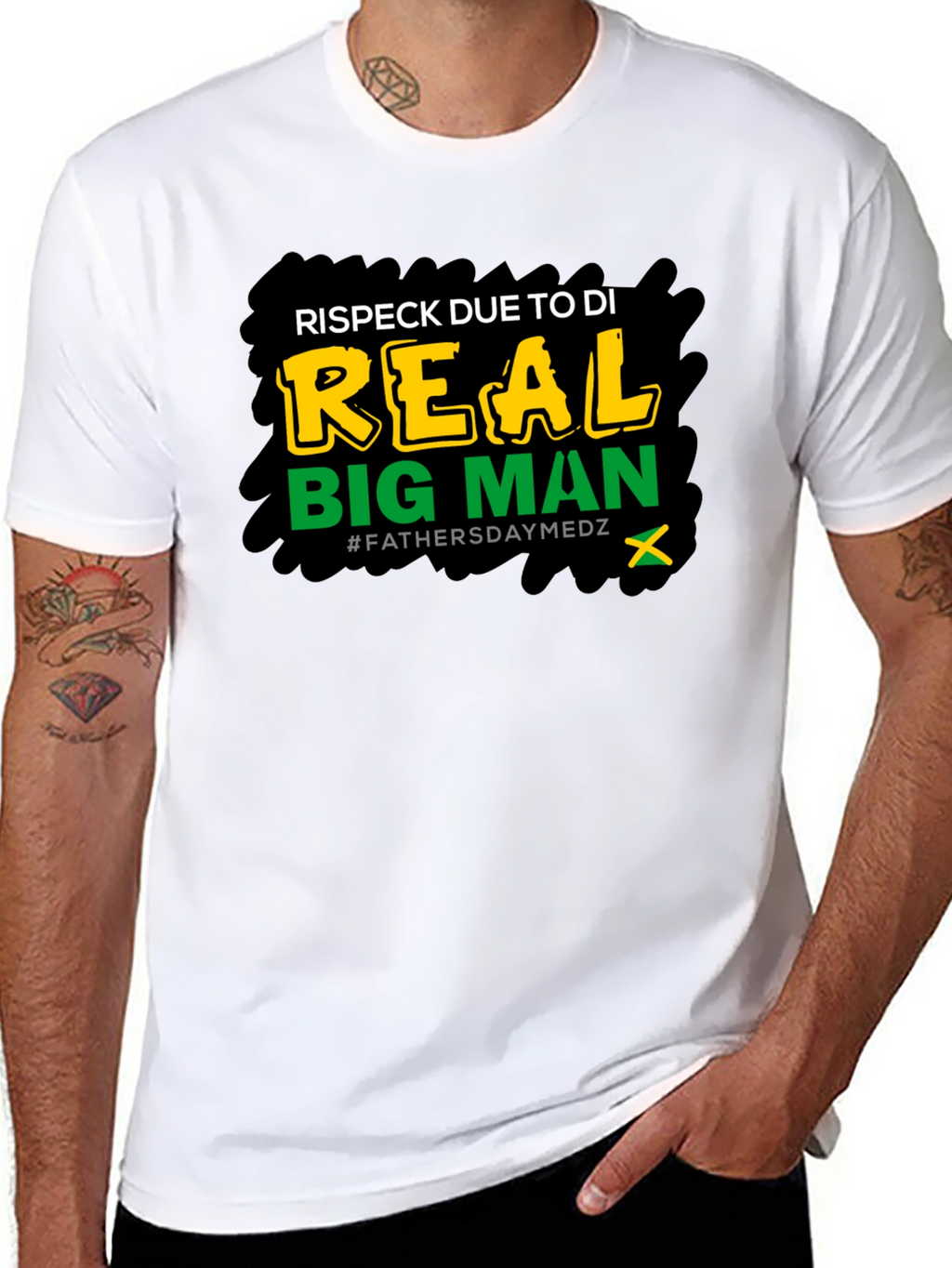 Respect Due Big Man T-Shirt Fathers Day Medz Black