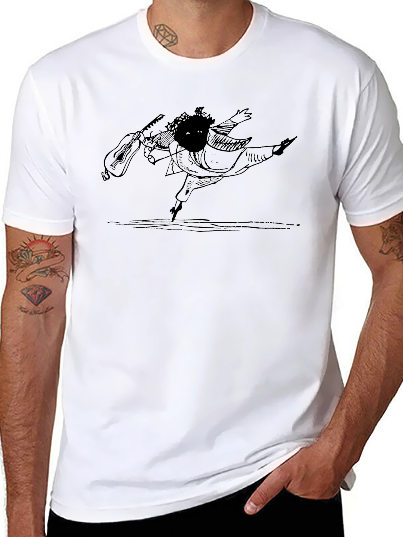 Guitarist Sketch Graphic Tee - Black