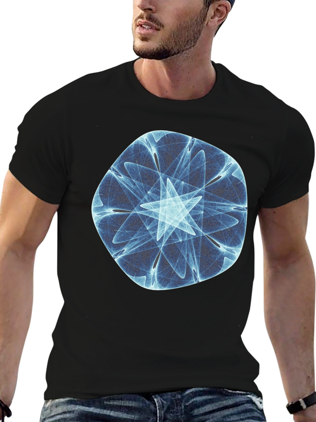 Fractal Starburst Black T-Shirt