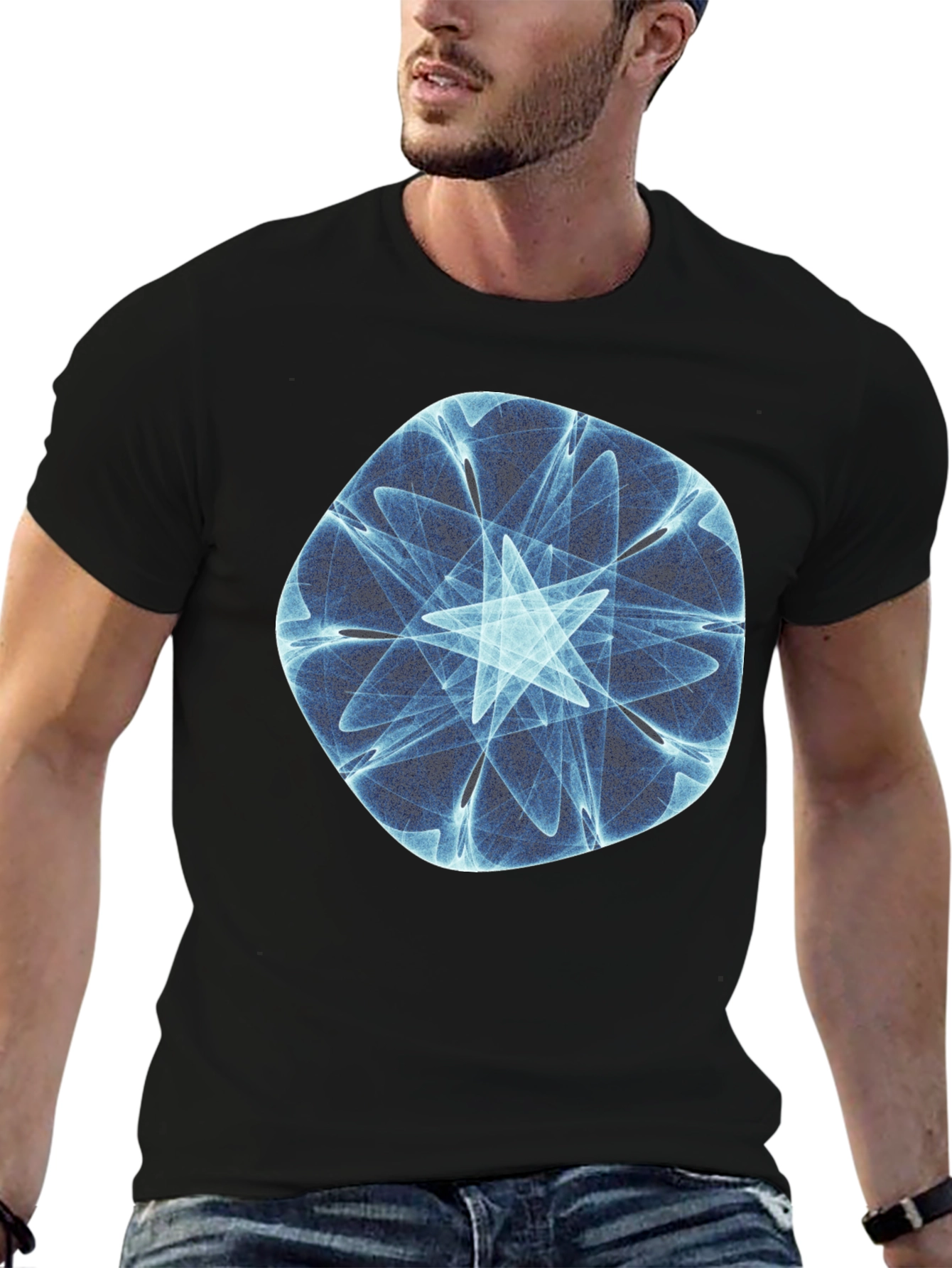 Fractal Starburst Black T-Shirt