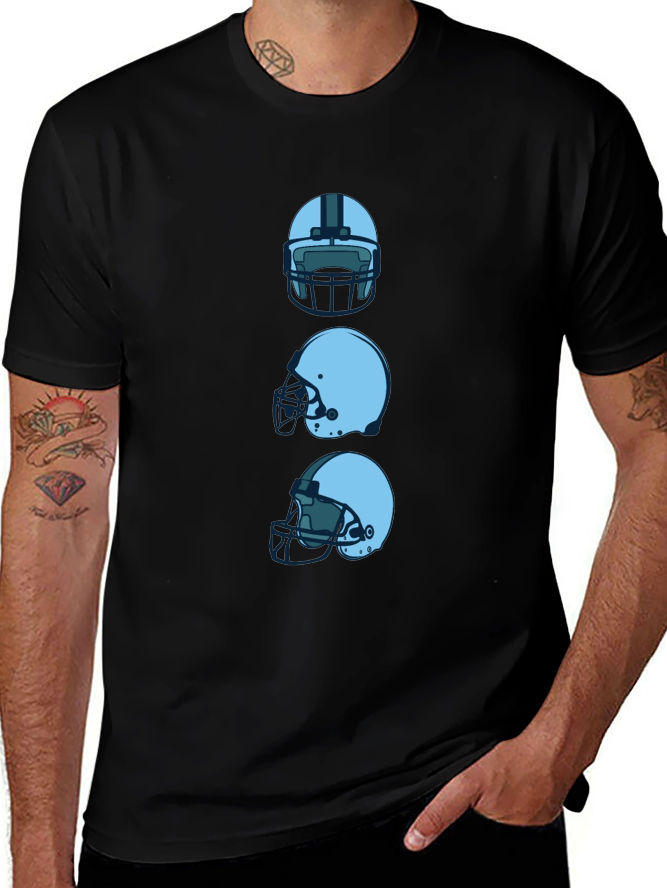 Football Helmet Stack Graphic Tee