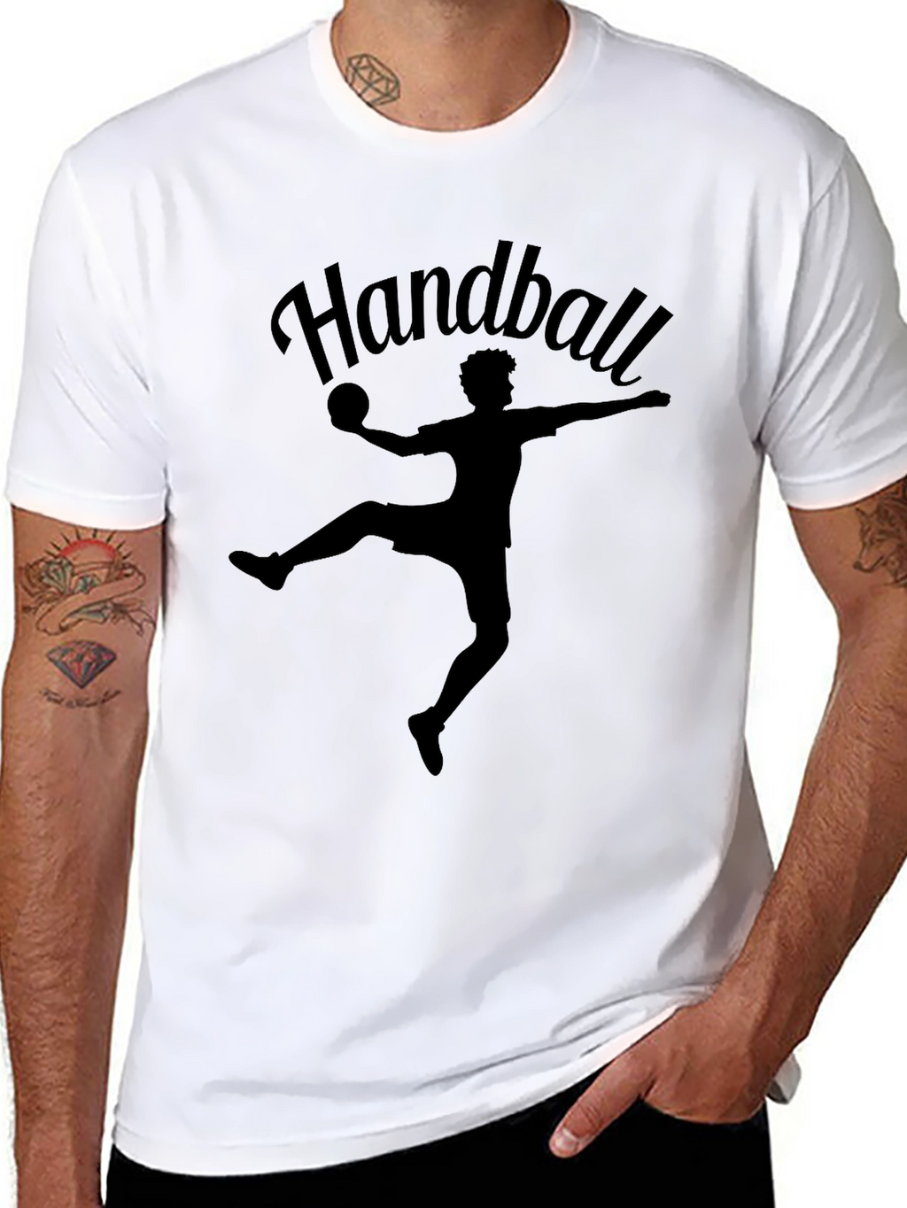 Handball Player Graphic Tee - Black Sport T-Shirt