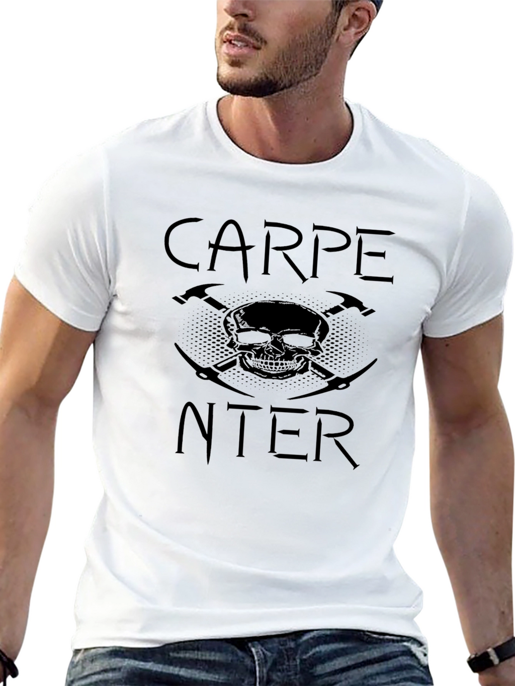 Carpenter Skull & Tools Graphic T-Shirt - Black
