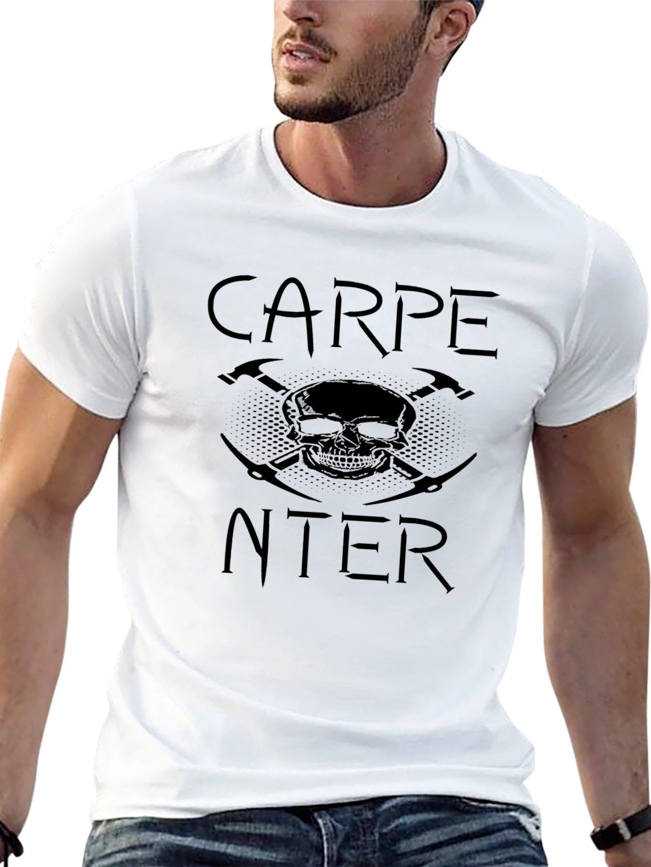 Carpenter Skull & Tools Graphic T-Shirt - Black