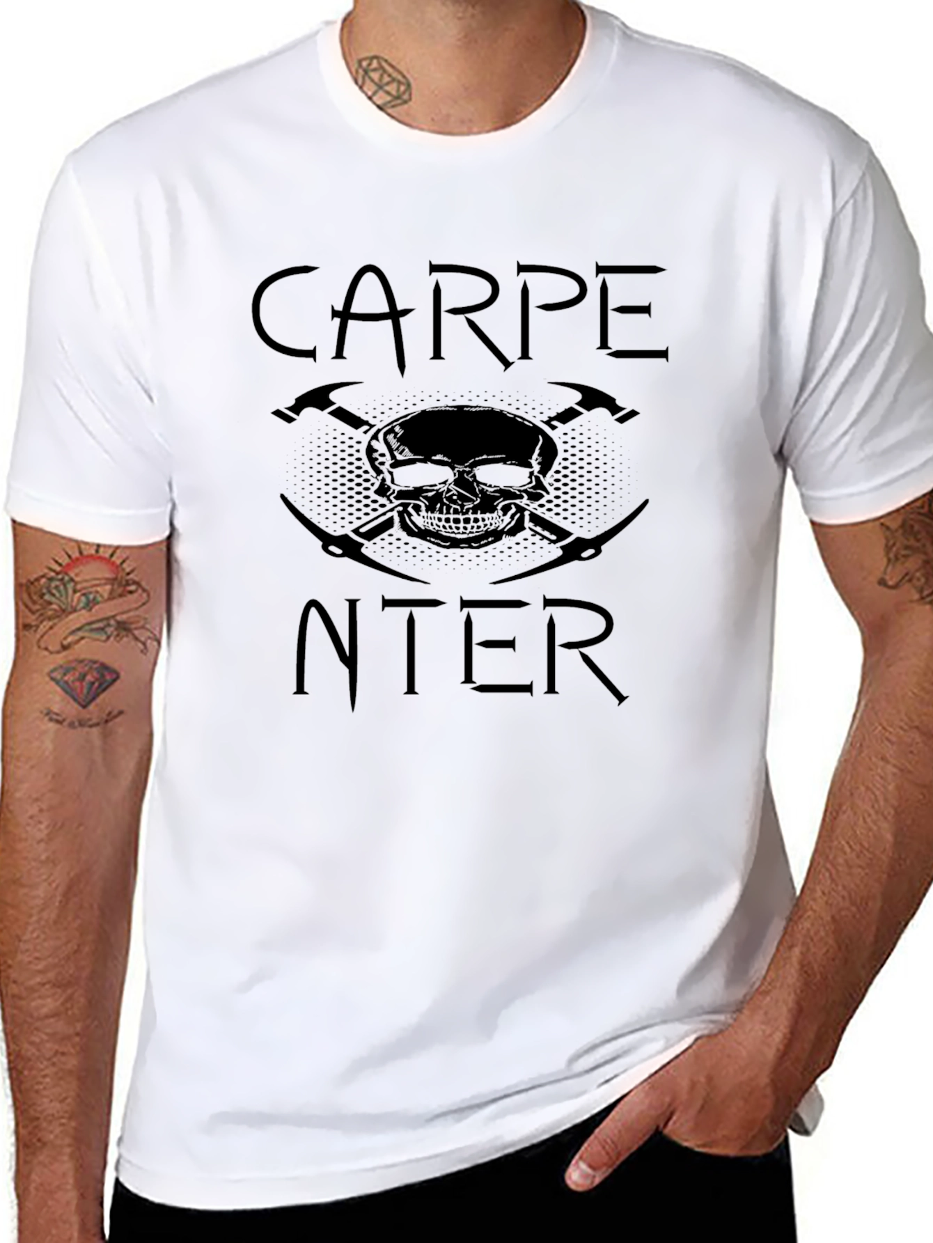 Carpenter Skull & Tools Graphic T-Shirt - Black