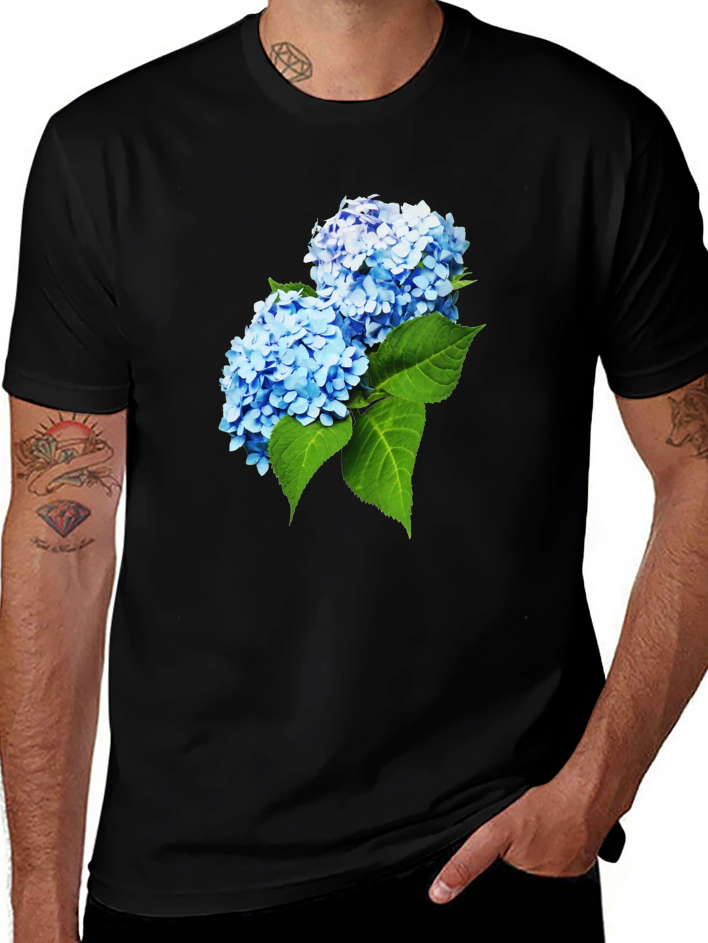 Hydrangea Flower Graphic T-Shirt - Stylish Mens Tee