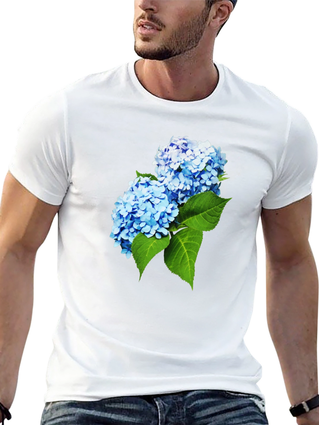 Hydrangea Flower Graphic T-Shirt - Stylish Mens Tee