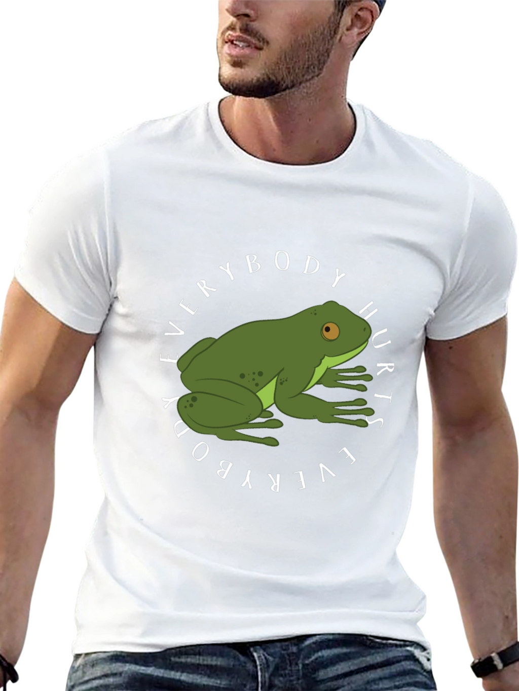 Everybody Hurts Frog Graphic Black T-Shirt