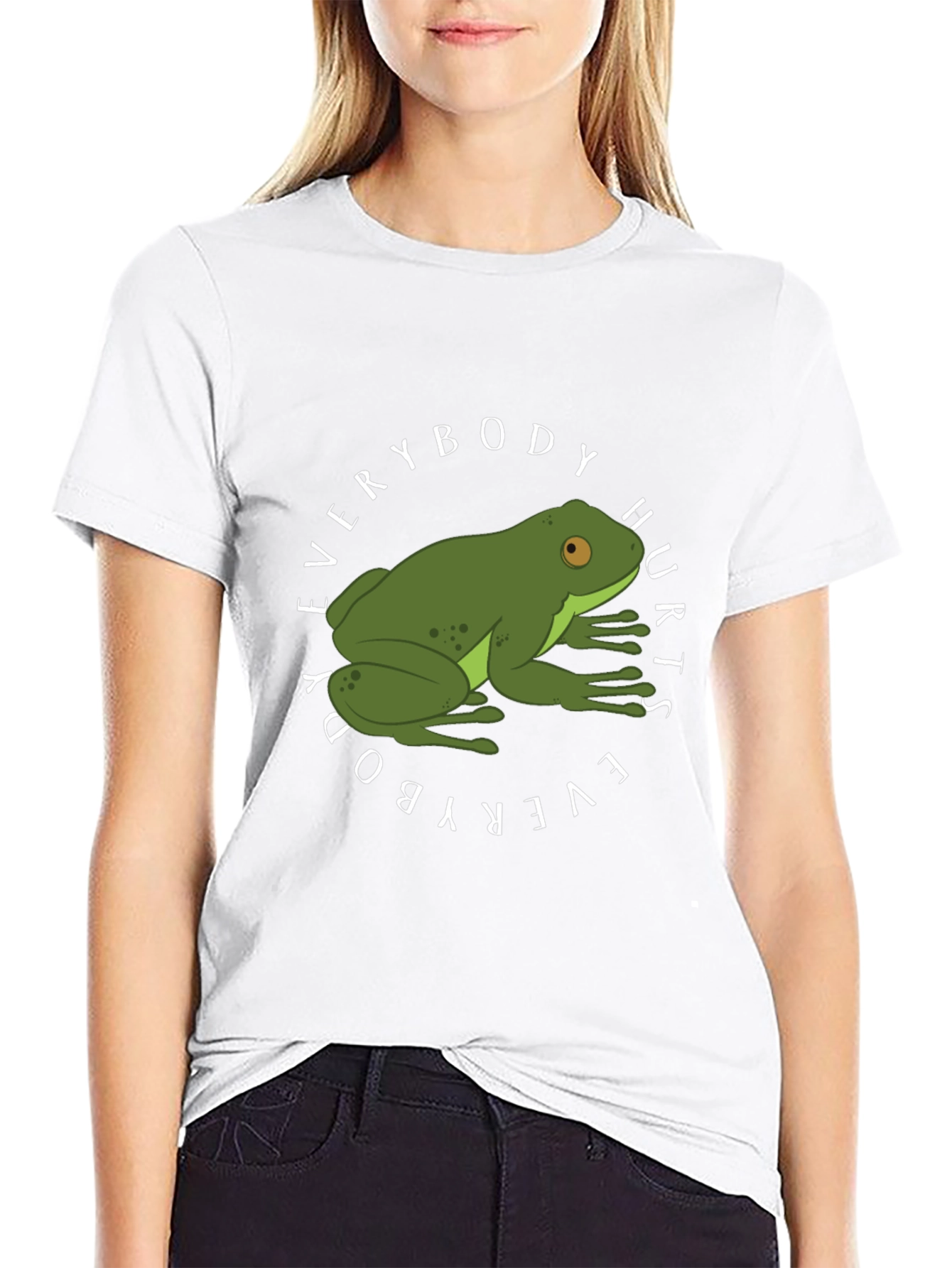 Everybody Hurts Frog Graphic Black T-Shirt
