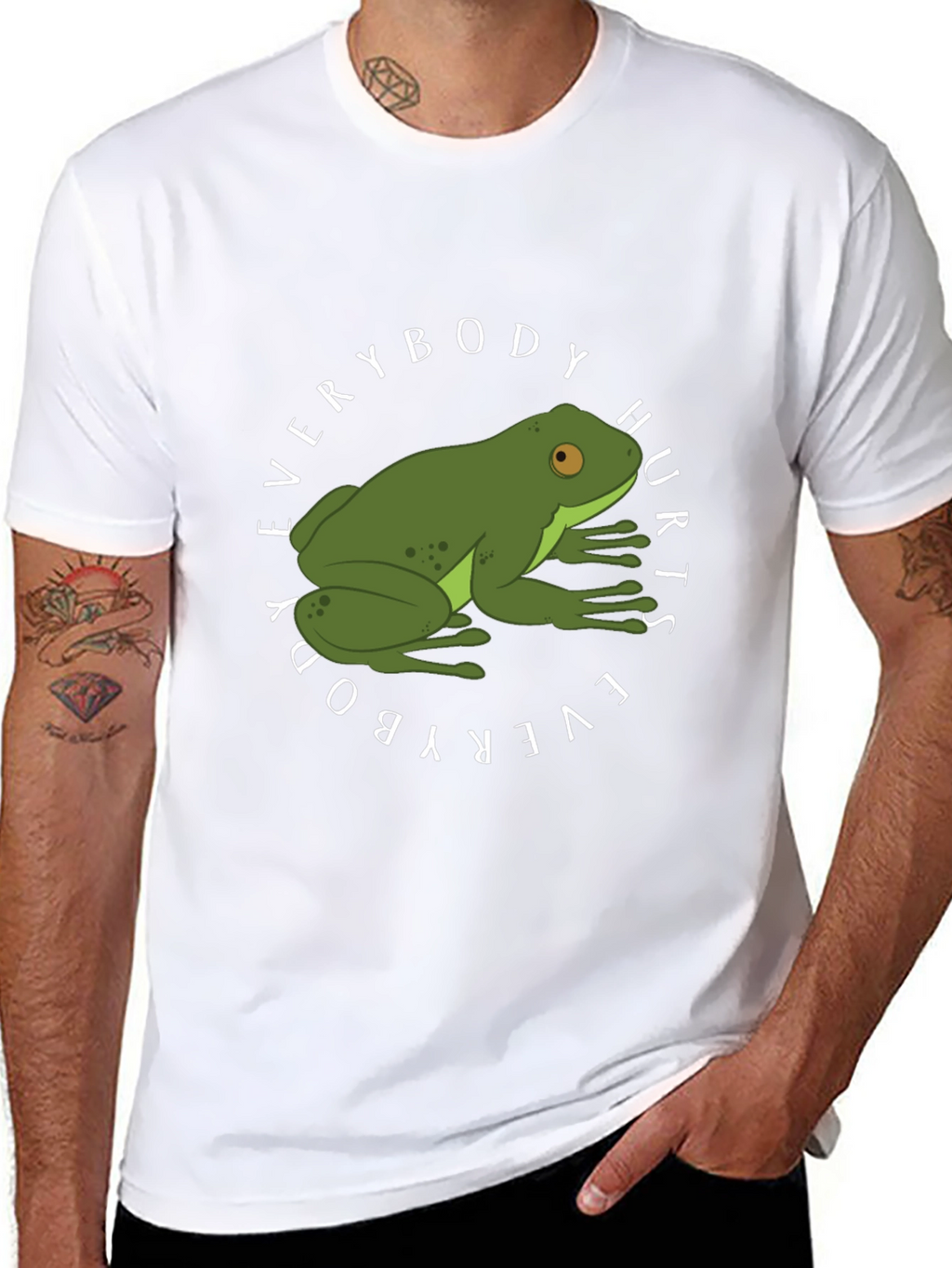Everybody Hurts Frog Graphic Black T-Shirt