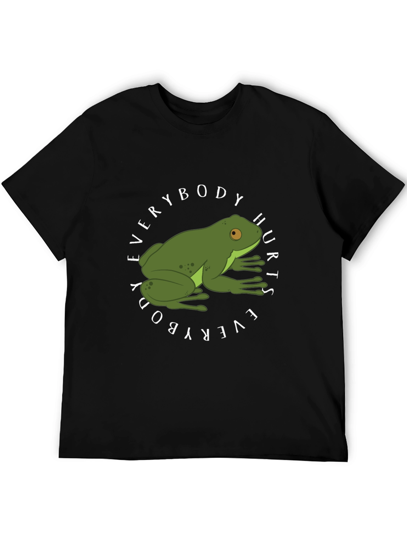 Everybody Hurts Frog Graphic Black T-Shirt