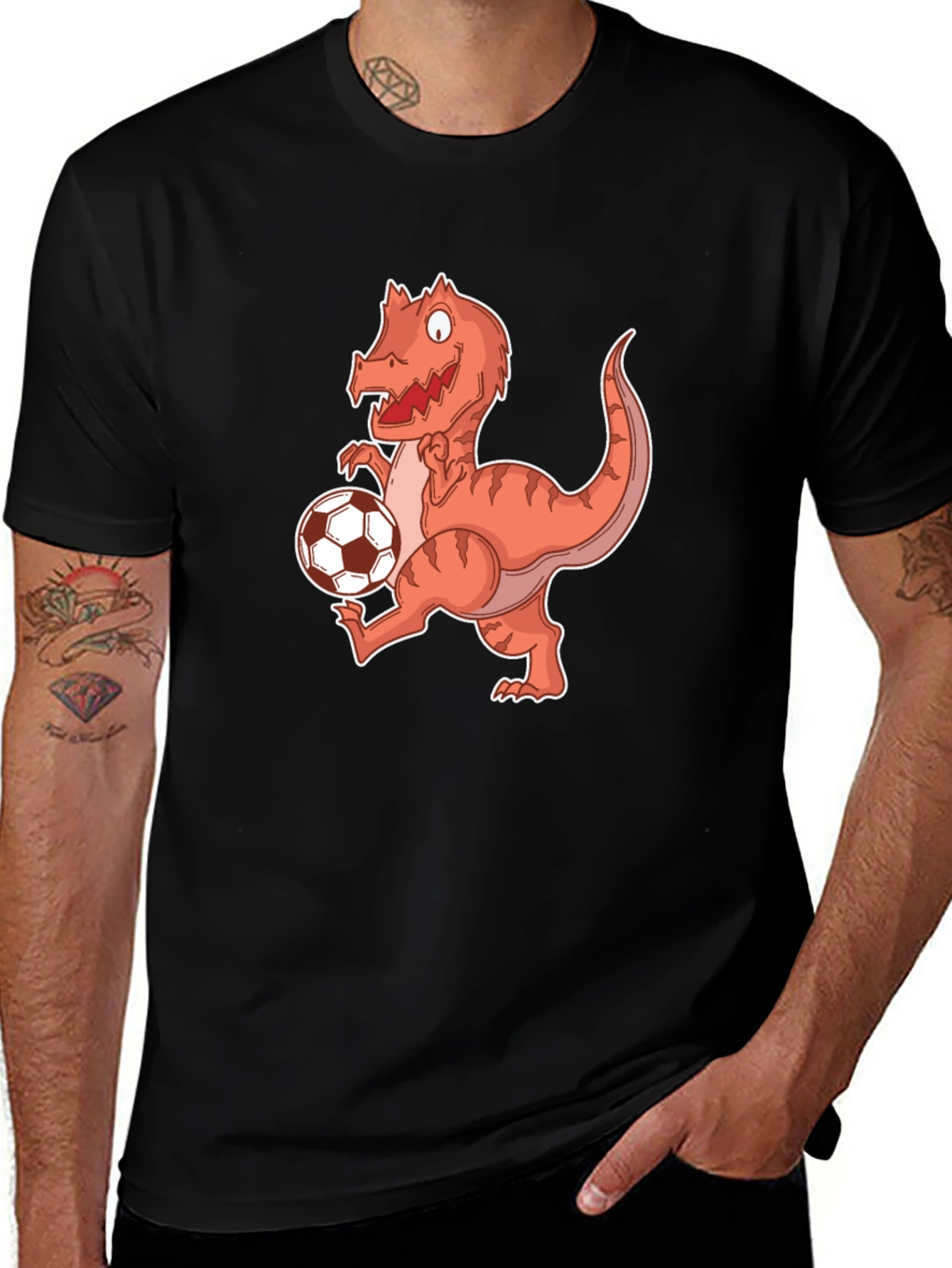 Dinosaur Soccer Player Graphic T-Shirt
