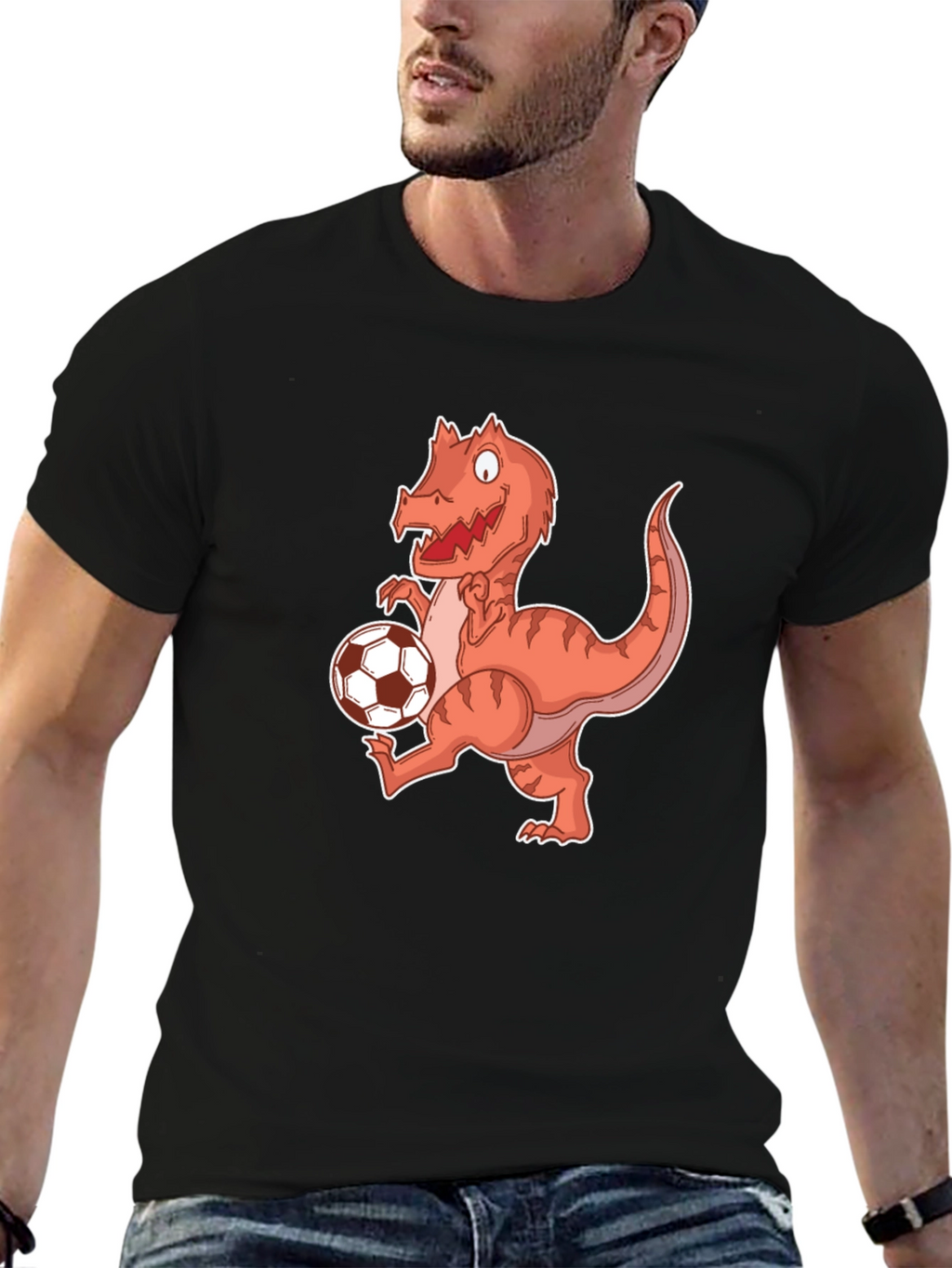 Dinosaur Soccer Player Graphic T-Shirt