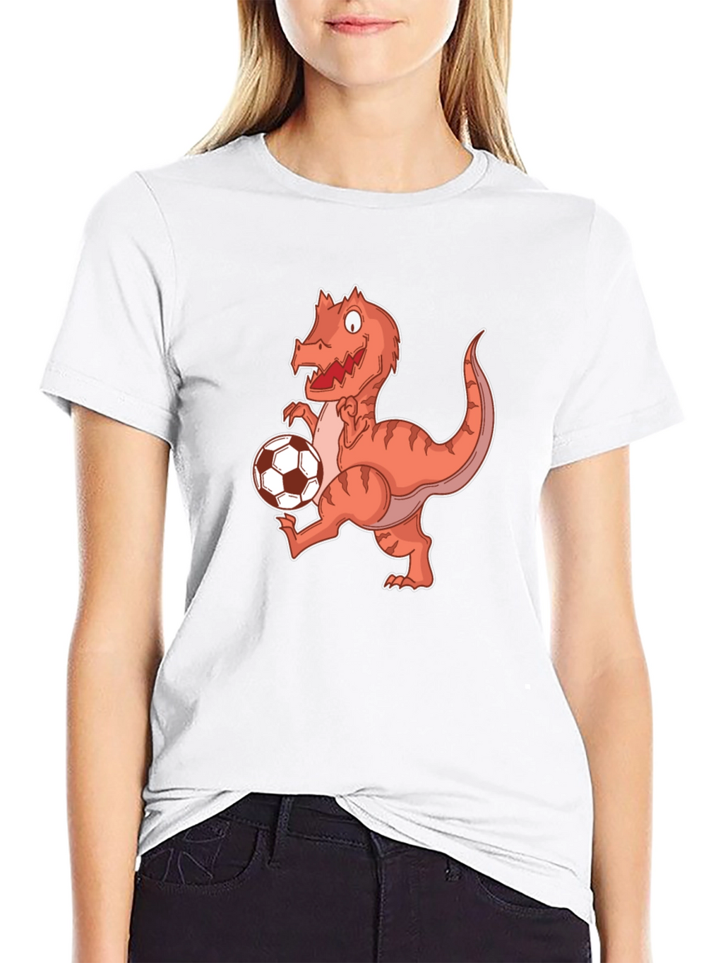 Dinosaur Soccer Player Graphic T-Shirt