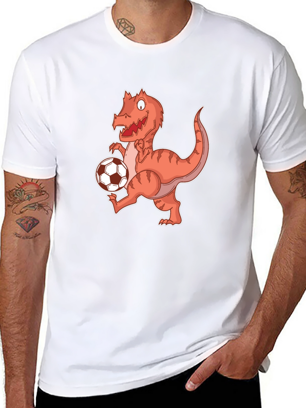 Dinosaur Soccer Player Graphic T-Shirt