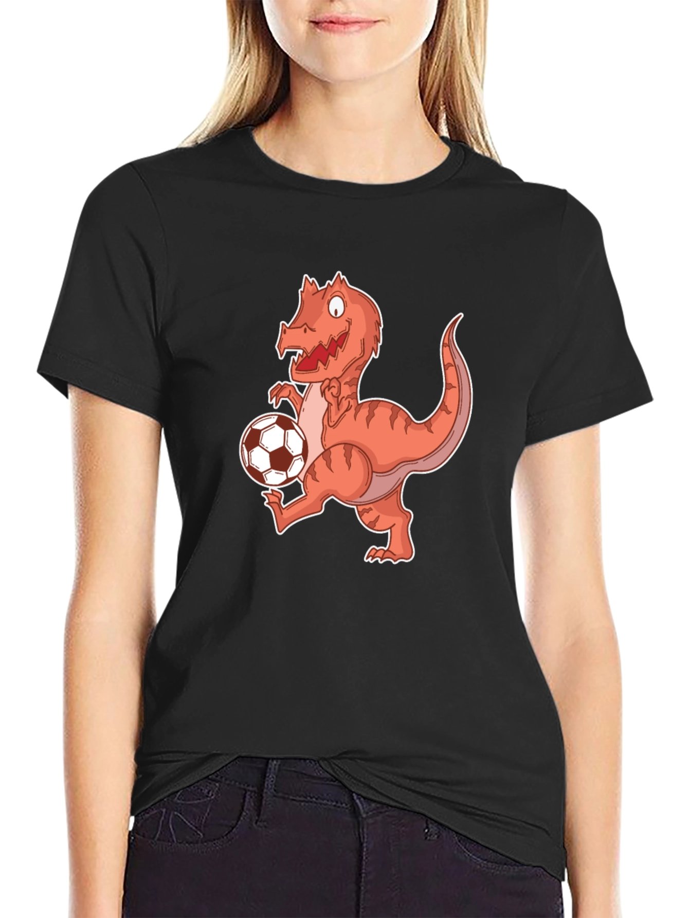 Dinosaur Soccer Player Graphic T-Shirt