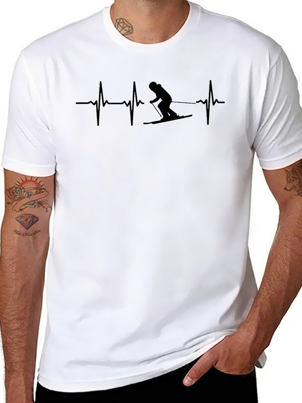 Skiing Heartbeat T-Shirt - Active Life Design