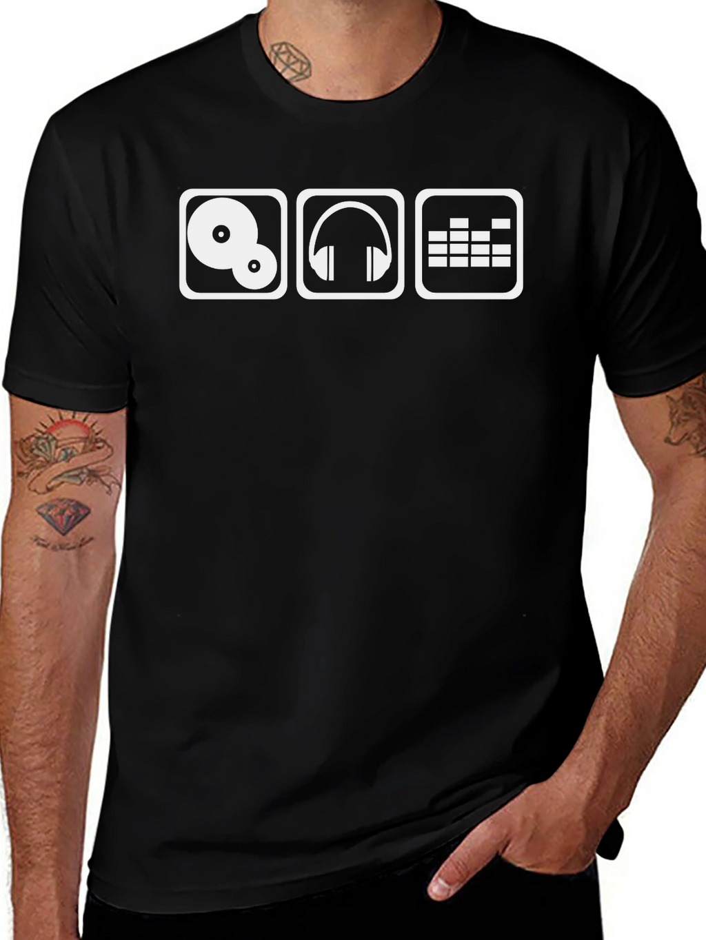 DJ Music Graphic Tee - Stylish Black T-Shirt