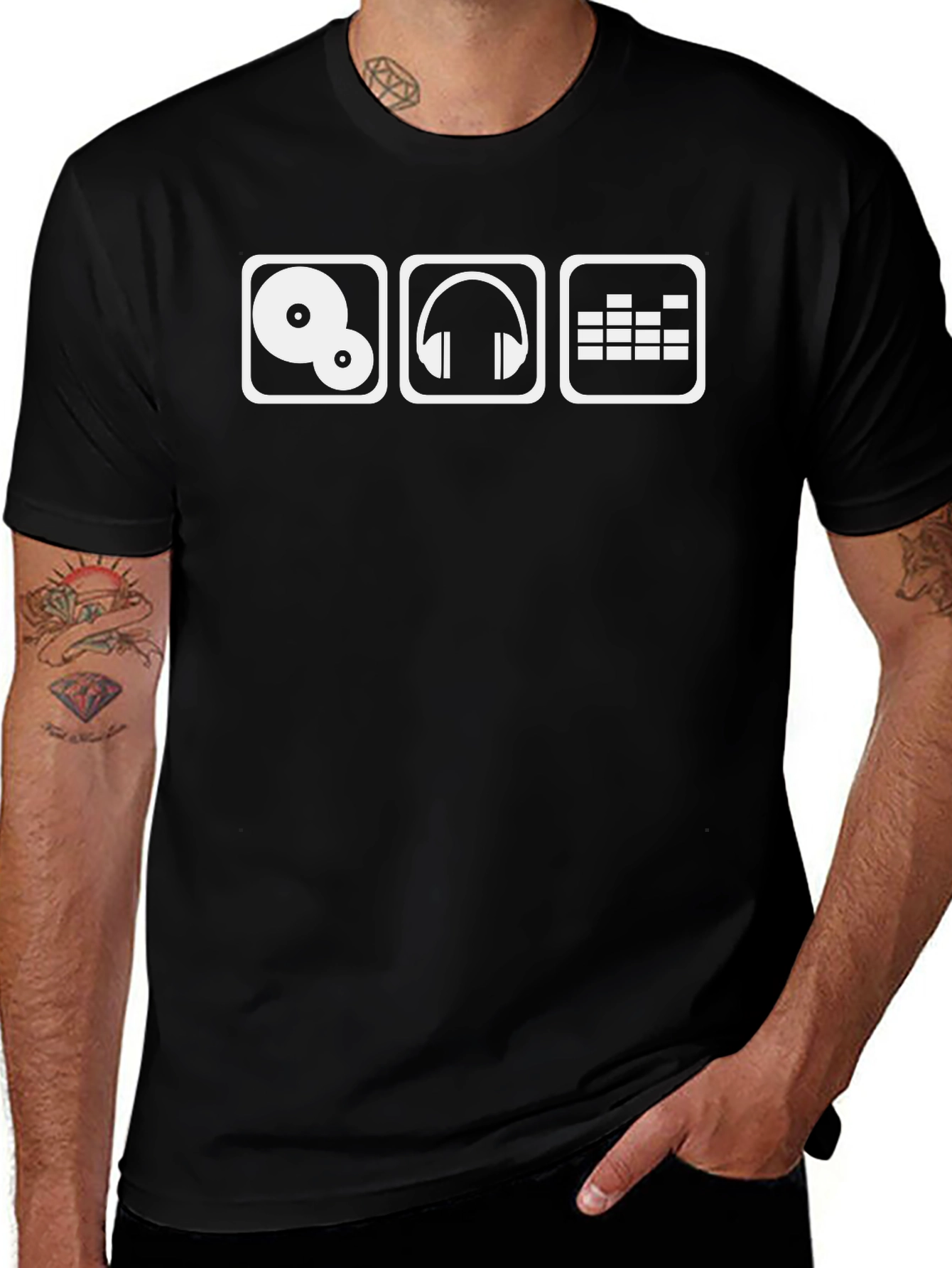 DJ Music Graphic Tee - Stylish Black T-Shirt