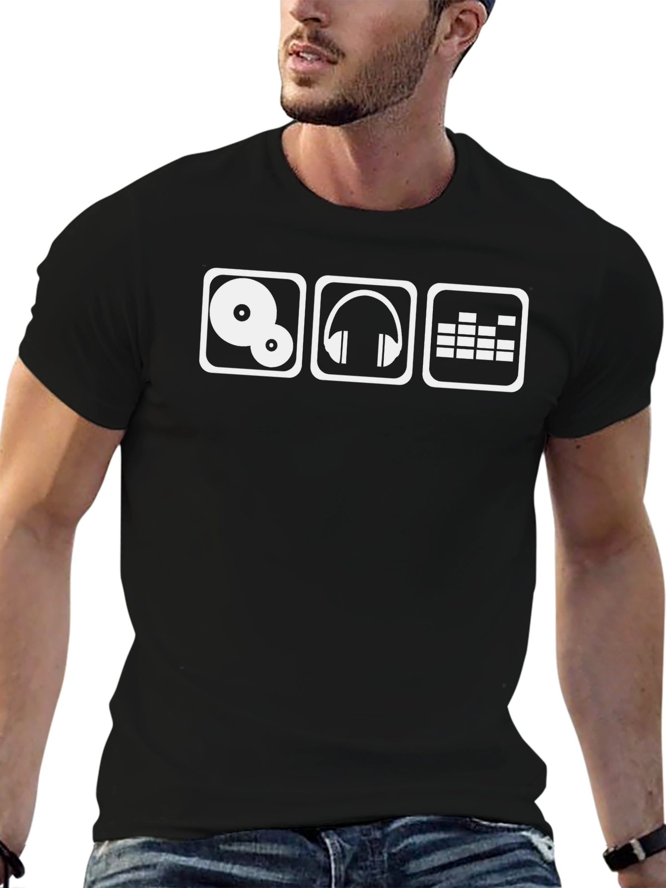 DJ Music Graphic Tee - Stylish Black T-Shirt