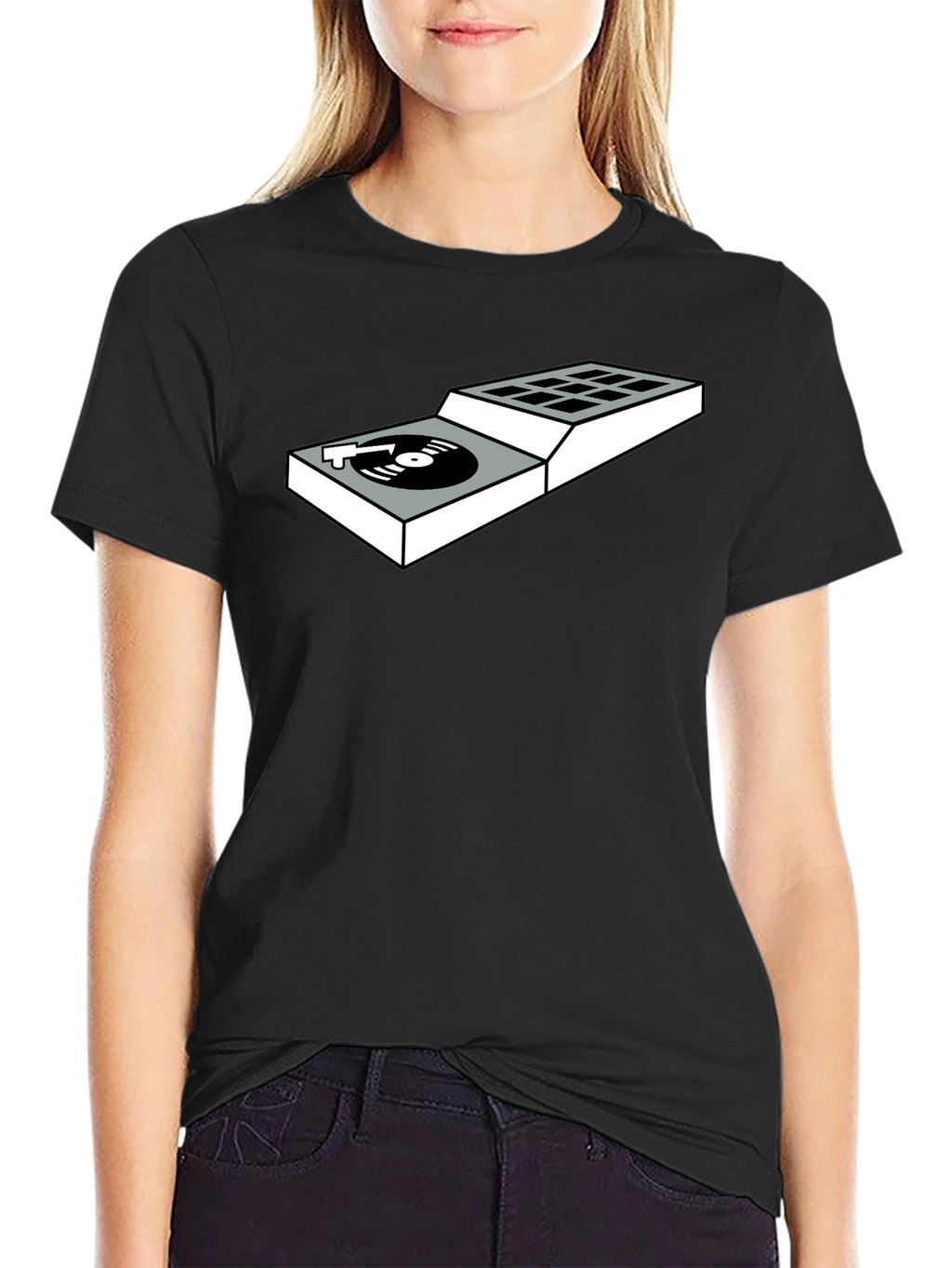 DJ Turntable Graphic Tee - Black Cotton T-Shirt