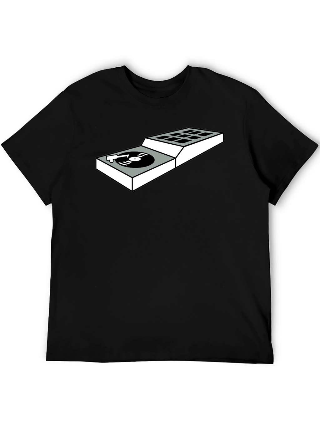 DJ Turntable Graphic Tee - Black Cotton T-Shirt