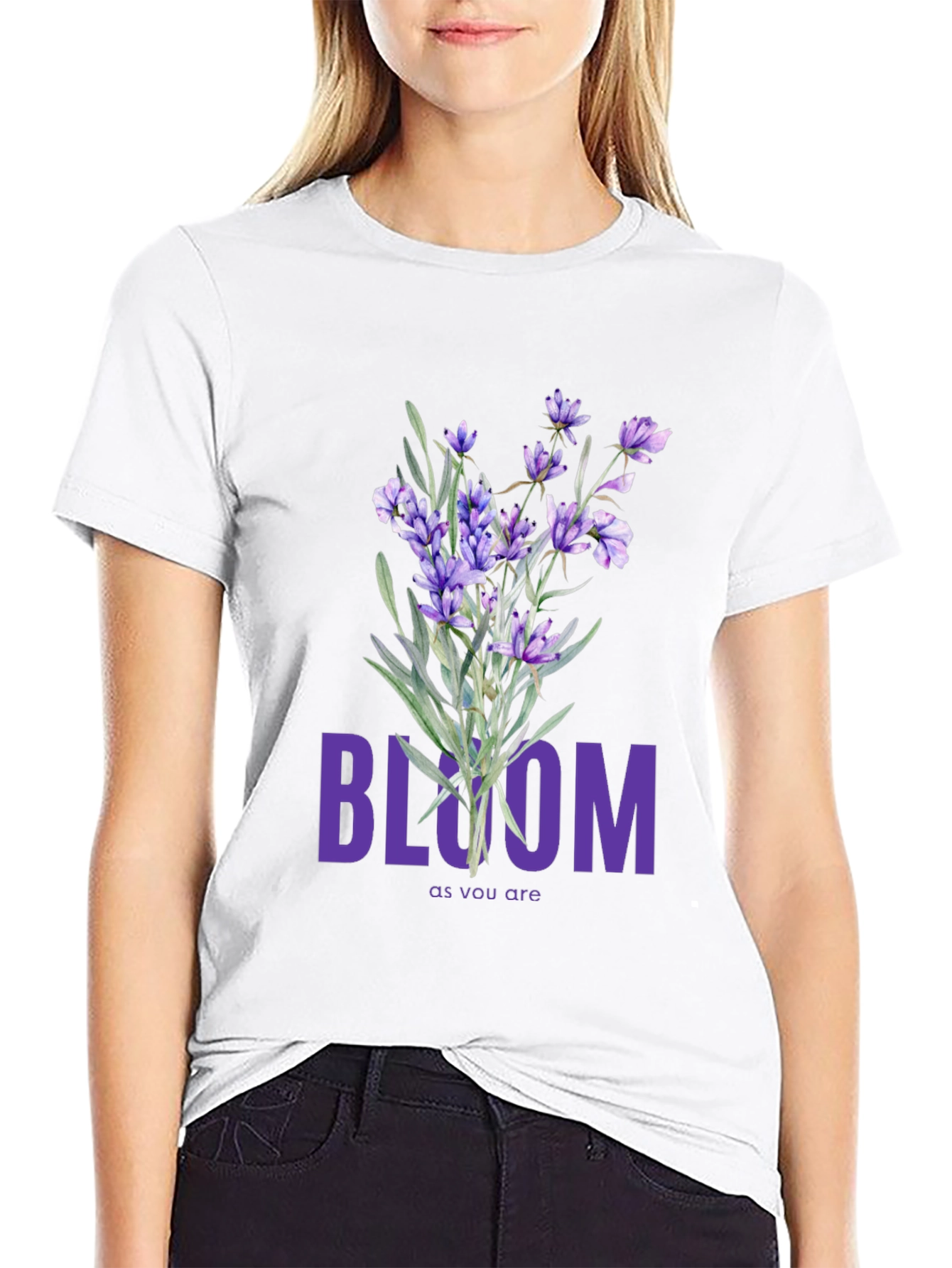 Bloom Lavender Graphic Tee - Soft Cotton T-Shirt
