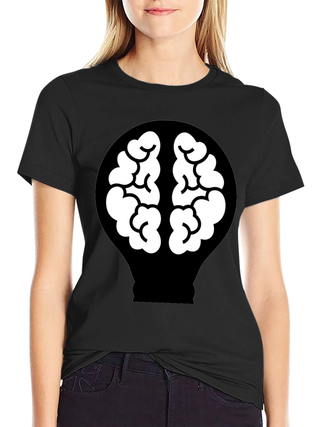 Brain Idea Lightbulb Graphic Tee - Mens Black T-Shirt