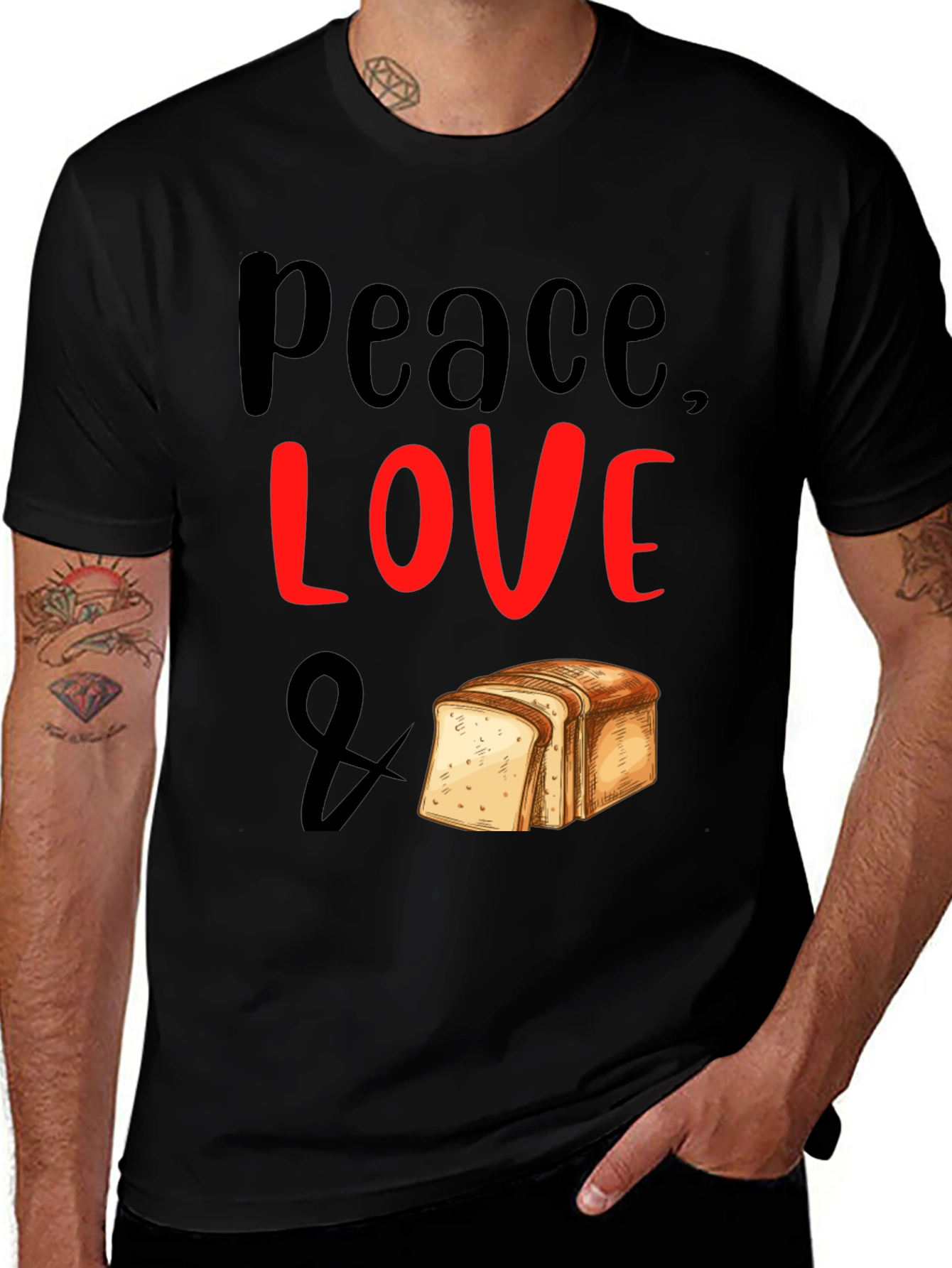 Peace Love & Bread T-Shirt - Foodie Tee