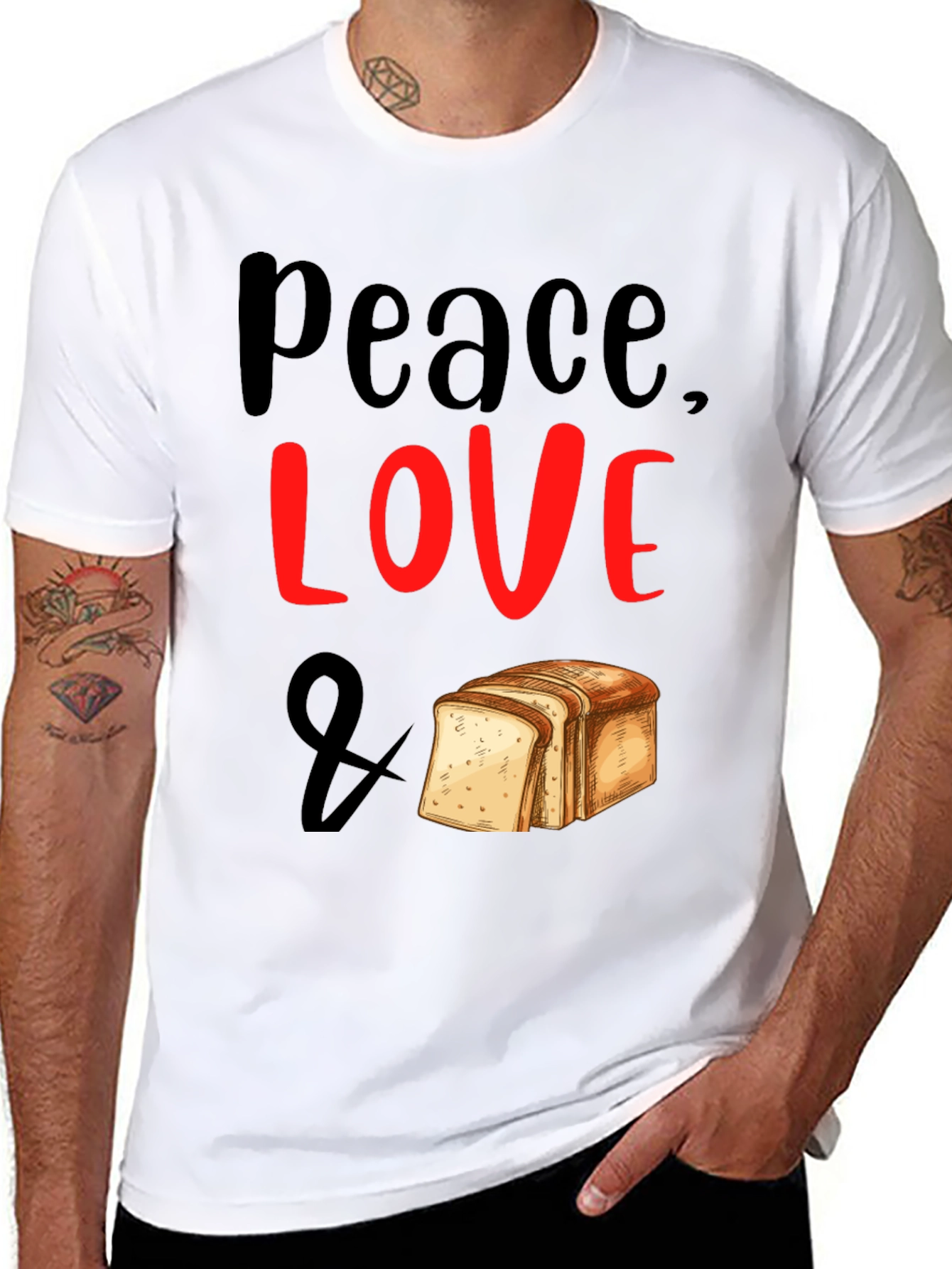 Peace Love & Bread T-Shirt - Foodie Tee