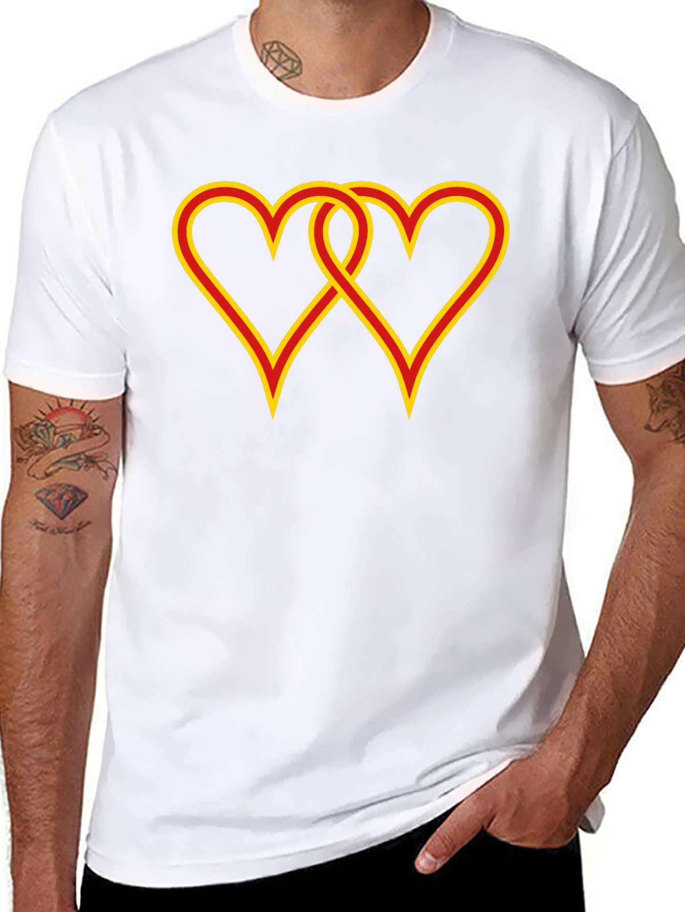 Interlocked Hearts Graphic Black Tee