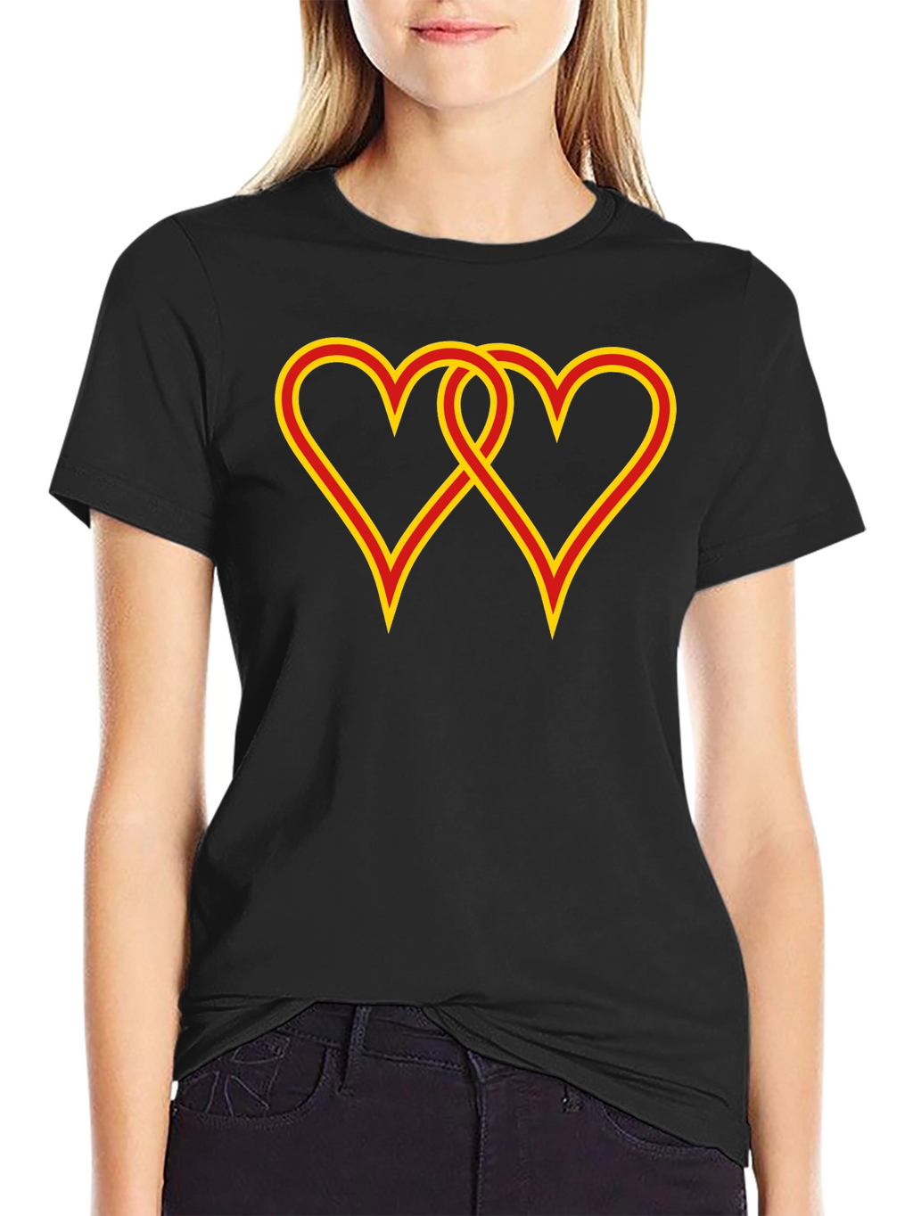 Interlocked Hearts Graphic Black Tee