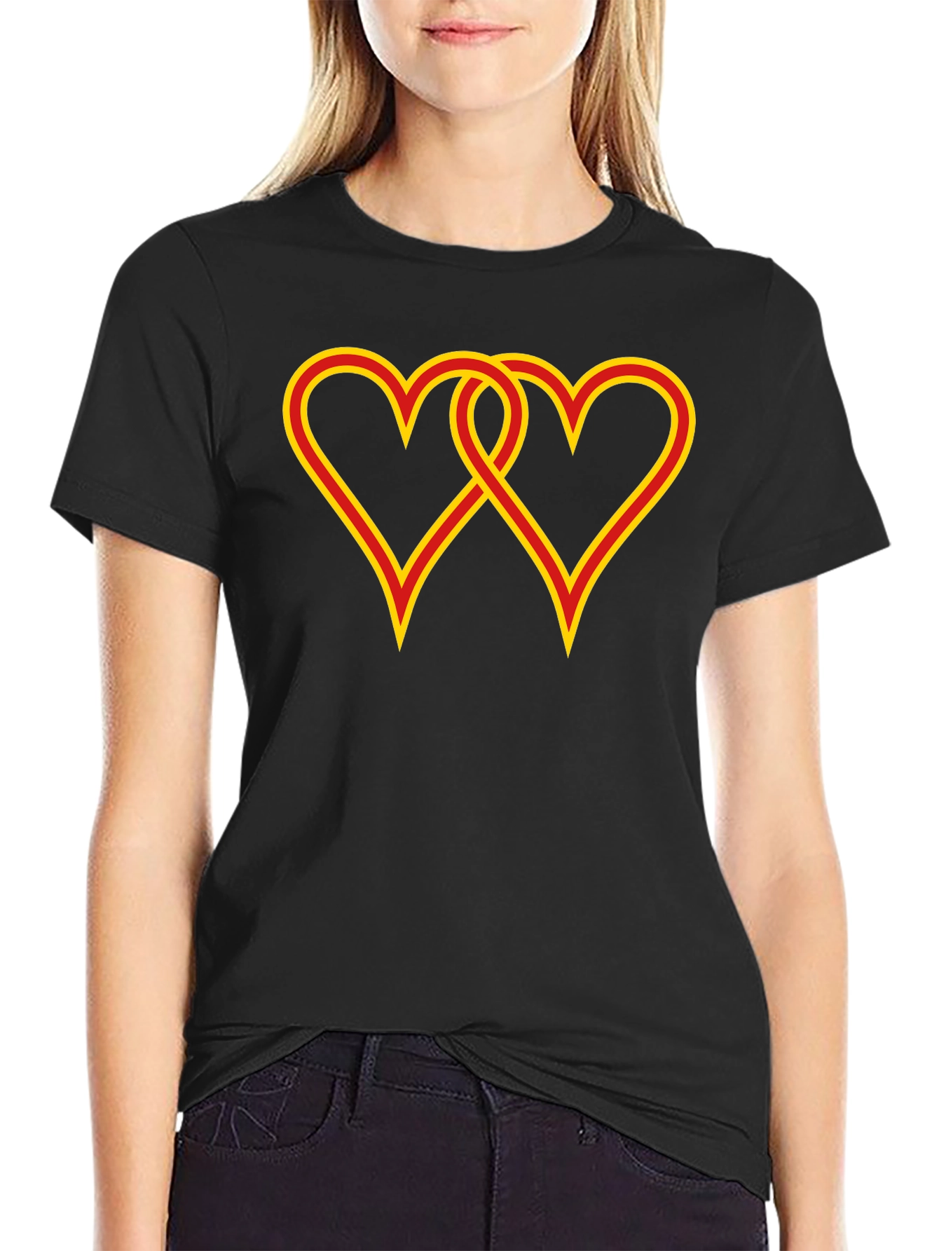 Interlocked Hearts Graphic Black Tee