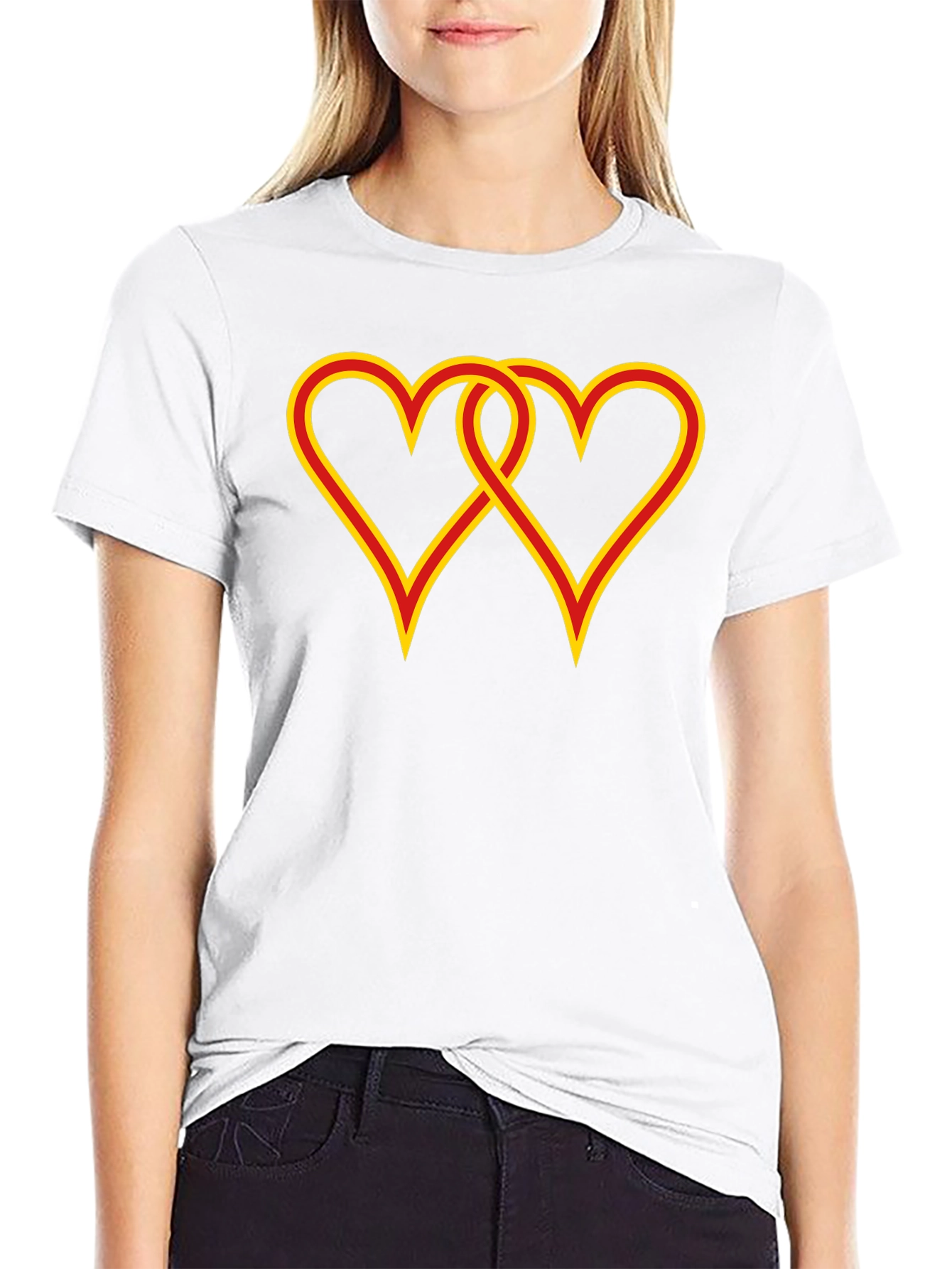 Interlocked Hearts Graphic Black Tee
