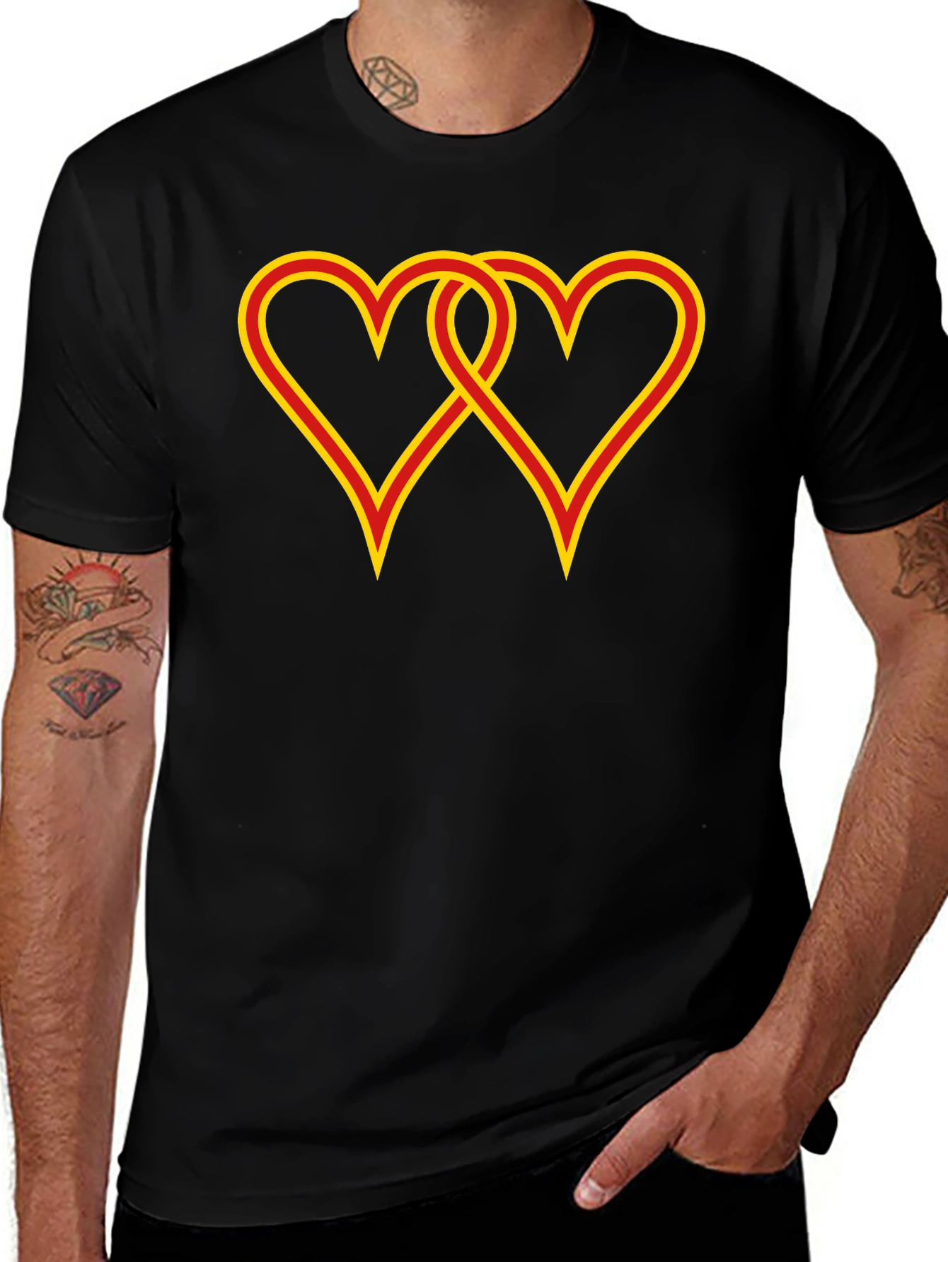 Interlocked Hearts Graphic Black Tee